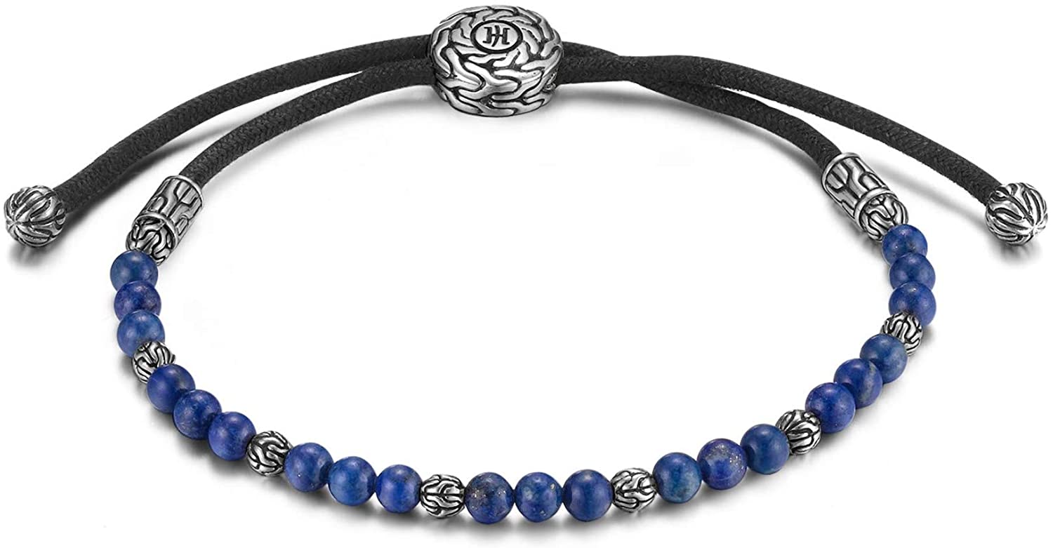 John Hardy - Pulsera de cadena clásica para hombre, diseño de cuentas redondas de plata