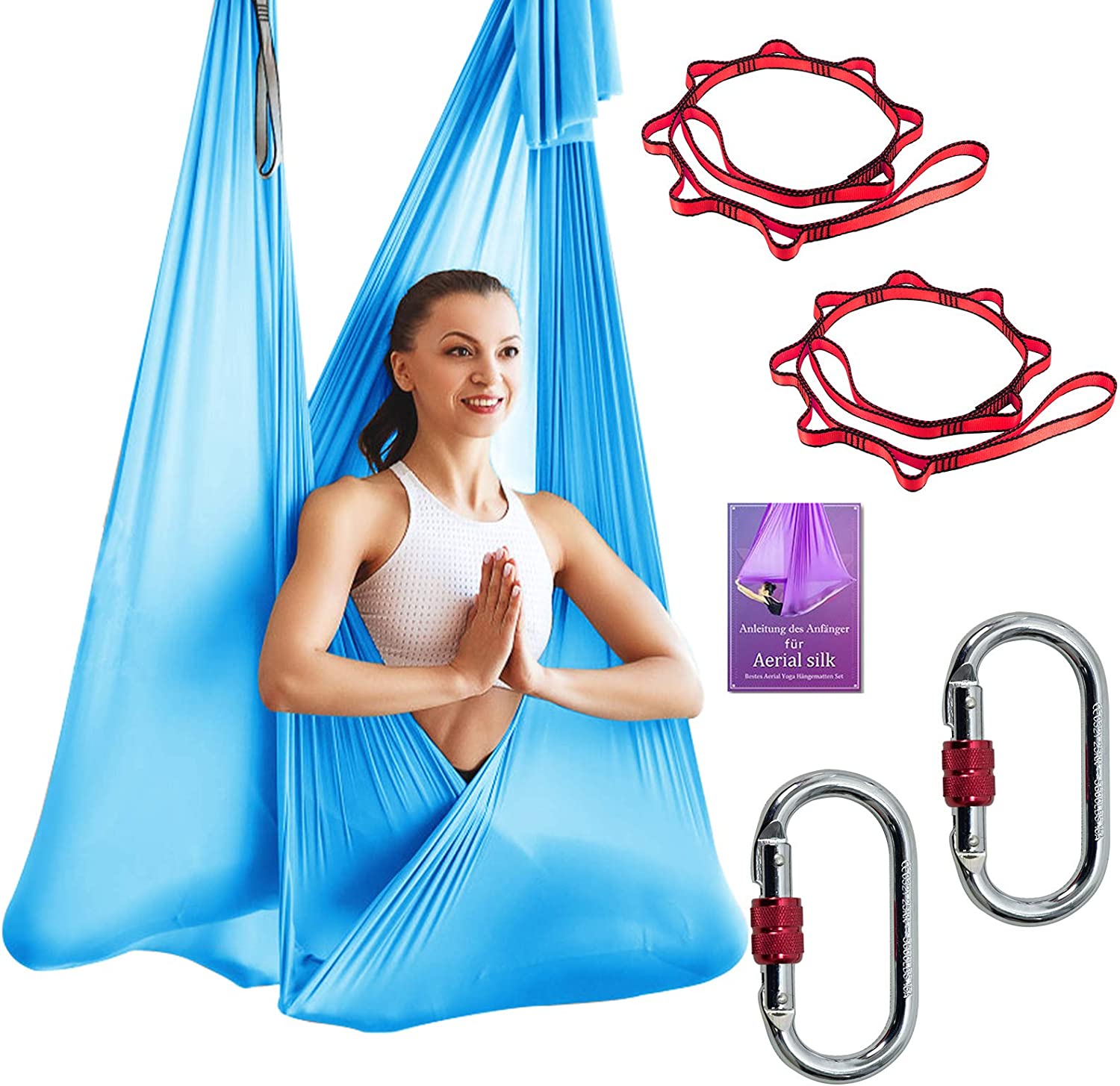 DASKING Deluxe - Juego de hamaca para yoga (16.4 ft, incluye anillo tórico, tela y guía)