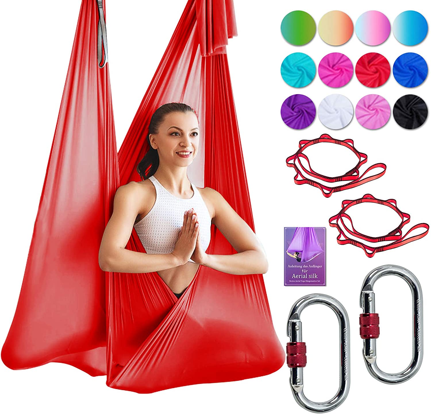 DASKING Deluxe - Juego de hamaca para yoga (16.4 ft, incluye anillo tórico, tela y guía)