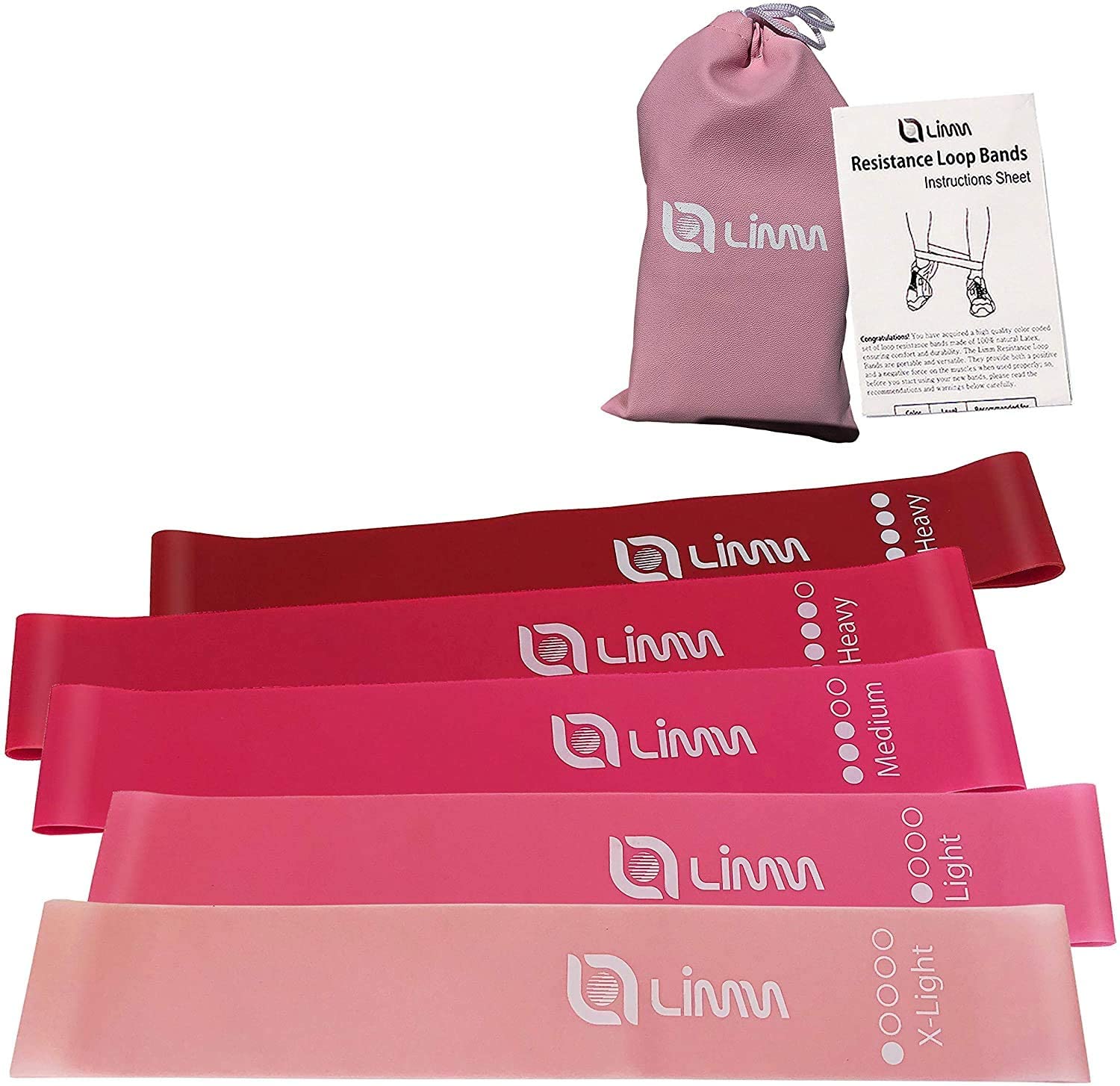 Bandas de ejercicio de resistencia al limm, juego de 5 bandas para entrenar con guía de instrucciones y bolsa de transporte, bandas para piernas y culos.
