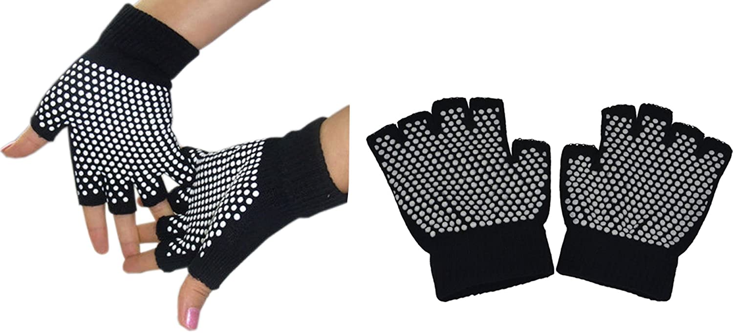 Fingerless Exercise Non Slip Yoga Pilates Gloves with Silicone Dots