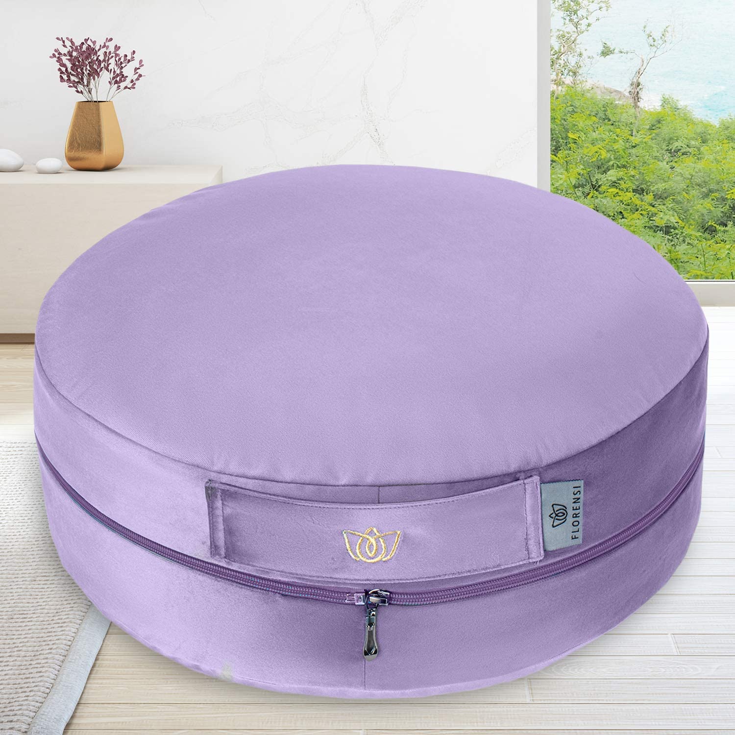 Florensi - Cojín de meditación ajustable (16.0 x 16.0 x 6.2 in), almohada de meditación de terciopelo grande, almohada de yoga premium para mujeres y hombres, cojín de yoga, cojines de meditación de trigo sarraceno, altura ajustable