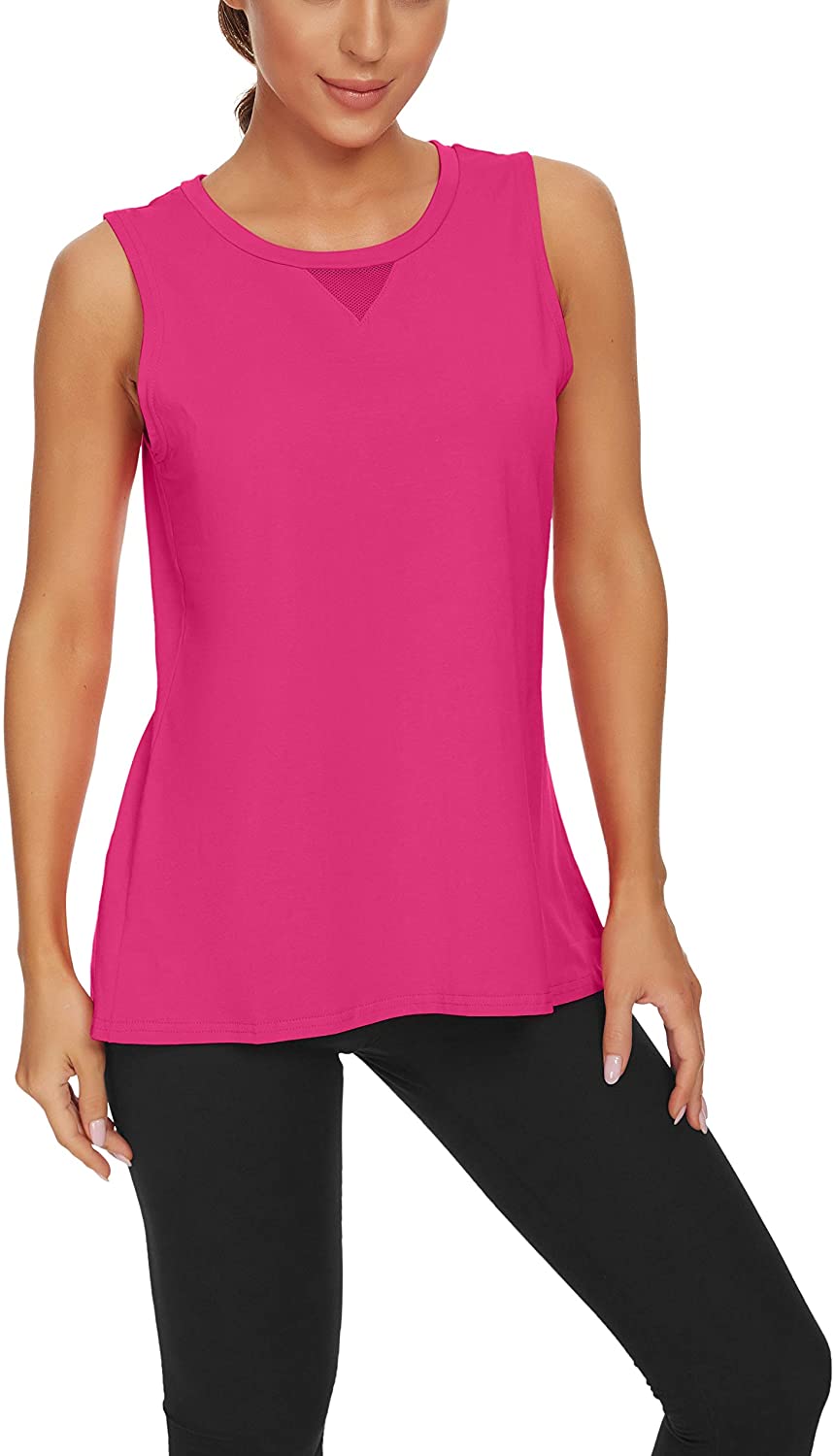 Custer's Camisas de entrenamiento nocturno para mujer, camisetas de yoga atléticas, sin mangas para correr