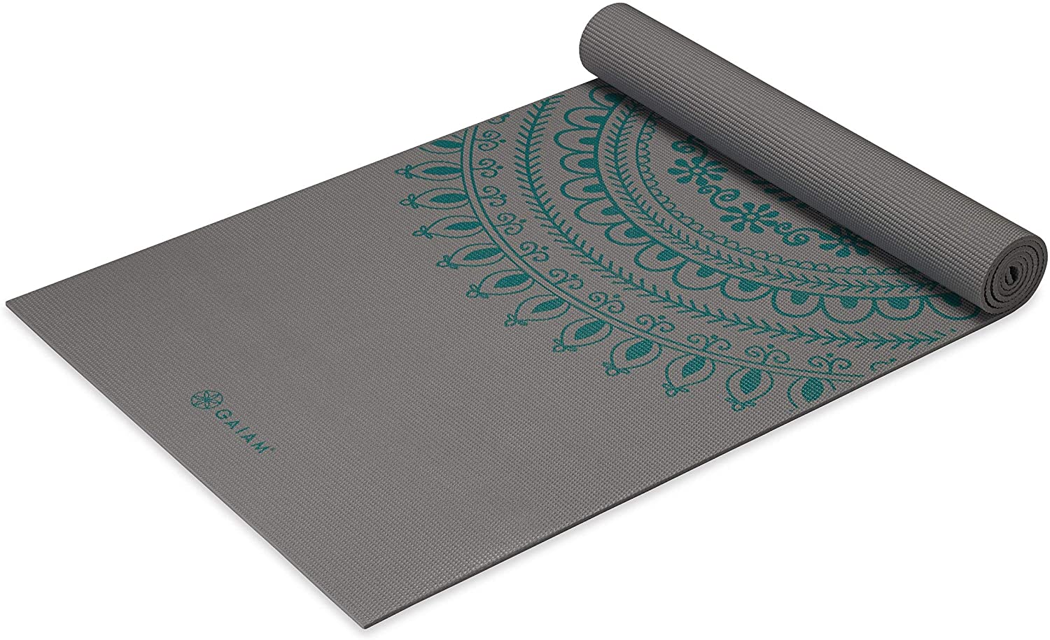 Gaiam - Tapete de yoga estampado y extragrueso de 6mm, de primera calidad, para todo tipo de yoga, pilates y ejercicios en el suelo (68 pulgadas de largo x 24 pulgadas de ancho x 6mm de grosor)