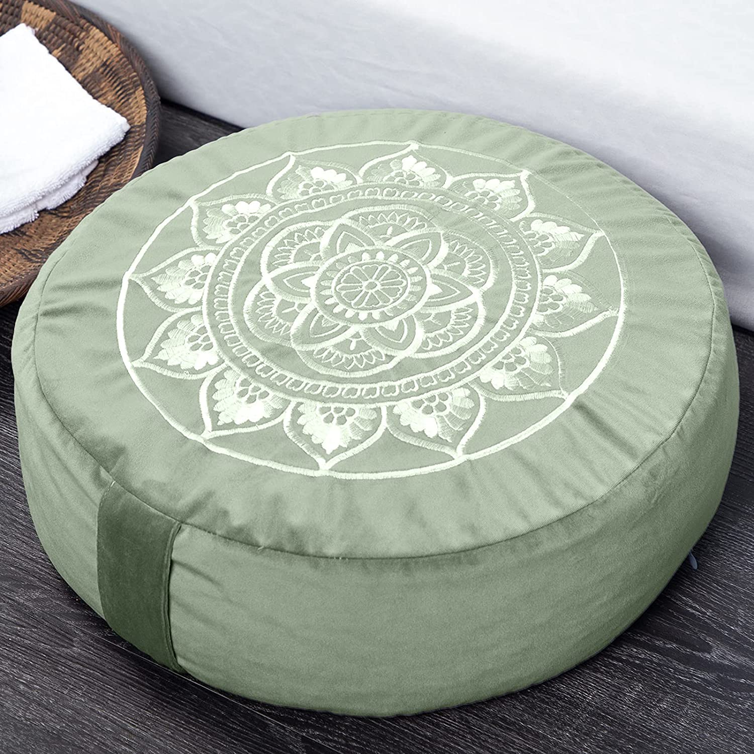 Florensi - Cojín de meditación (16.0 x 16.0 x 6.2 in), almohada de meditación de terciopelo grande para mujeres y hombres, cojín de yoga, almohadas de meditación para sentarse en el suelo, cojines de meditación de trigo sarraceno