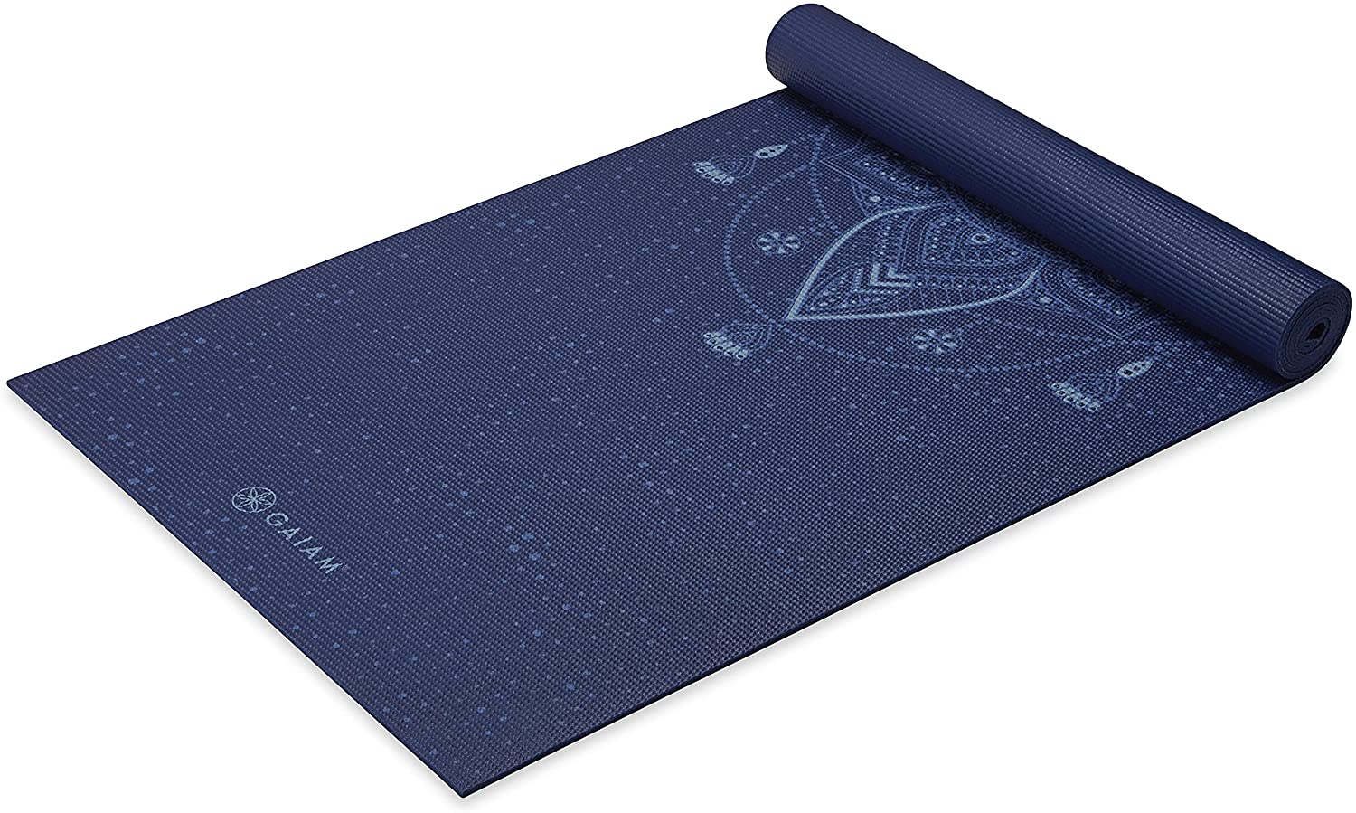 Gaiam - Tapete de yoga estampado y extragrueso de 6mm, de primera calidad, para todo tipo de yoga, pilates y ejercicios en el suelo (68 pulgadas de largo x 24 pulgadas de ancho x 6mm de grosor)