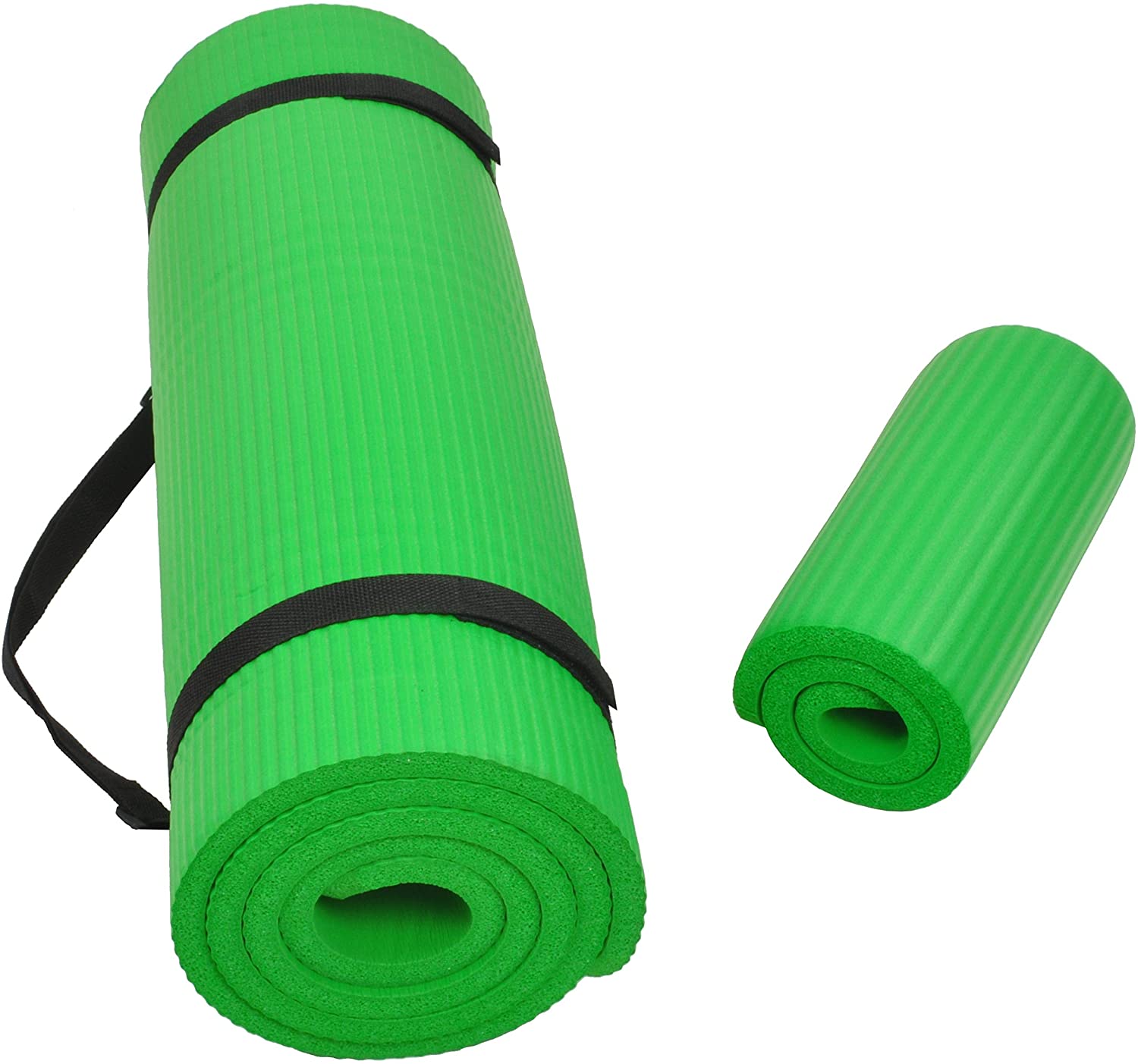 BalanceFrom, Colchoneta multiuso para practicar yoga y arrodillarse, 1/2 in de grosor, extragruesa, alta densidad, antirrotura con correa de transporte