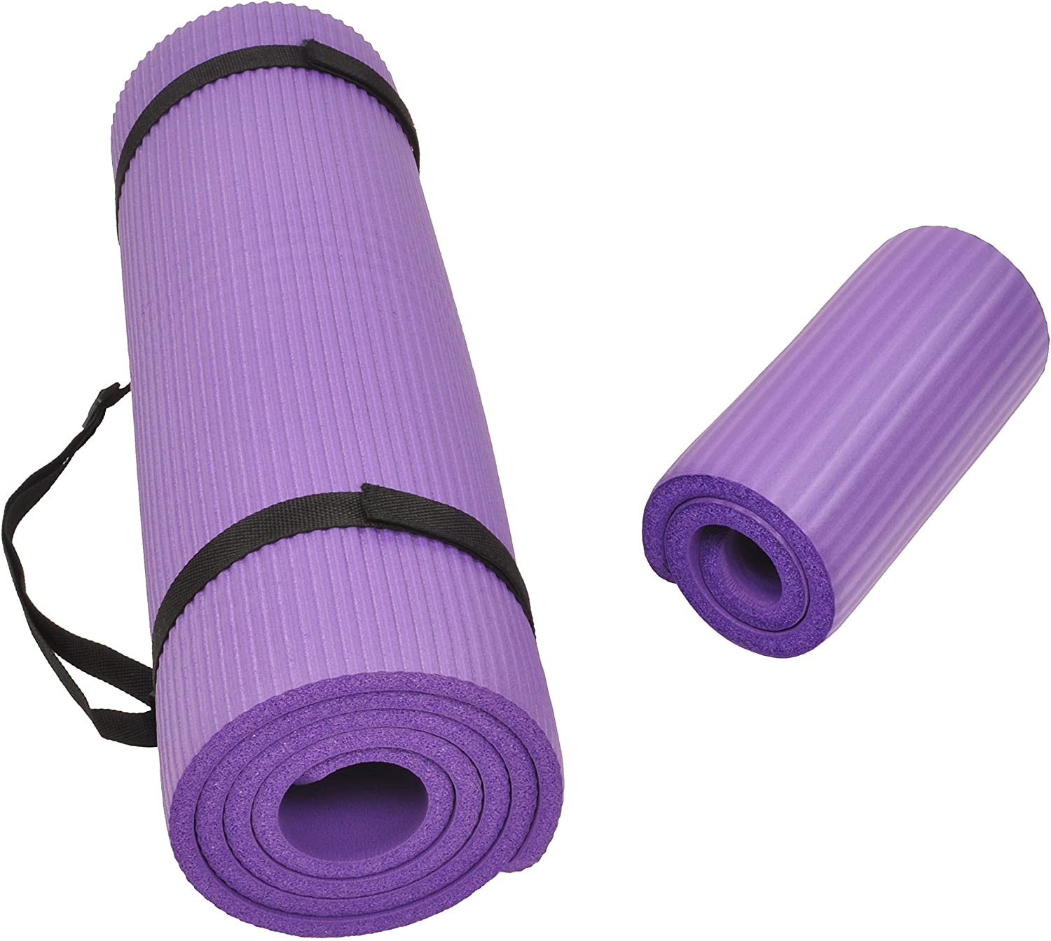 BalanceFrom, Colchoneta multiuso para practicar yoga y arrodillarse, 1/2 in de grosor, extragruesa, alta densidad, antirrotura con correa de transporte