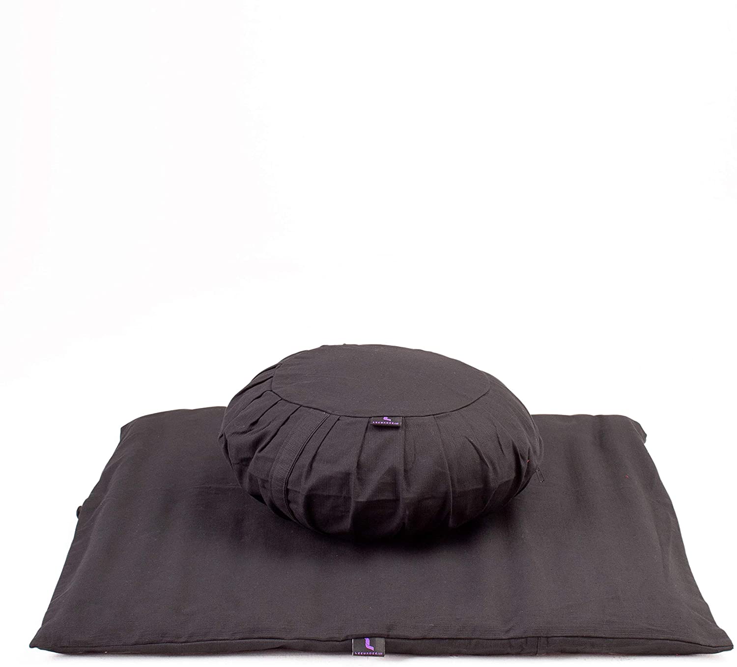 Leewadee - Juego de funda de cojín de meditación redonda extraíble y lavable, diseño de Zafu y alfombrilla cuadrada grande de Zabuton para asientos en el suelo, ecológico orgánico y natural,
