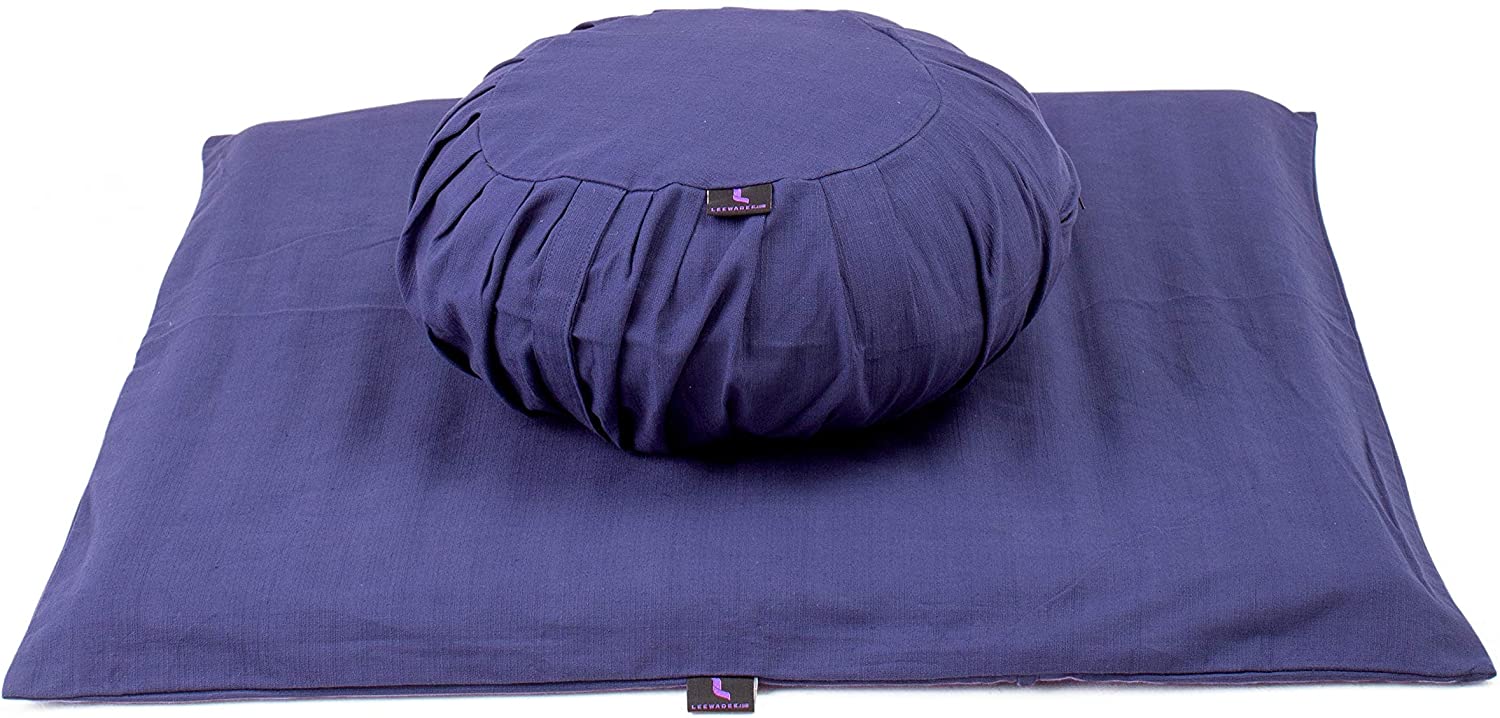 Leewadee - Juego de funda de cojín de meditación redonda extraíble y lavable, diseño de Zafu y alfombrilla cuadrada grande de Zabuton para asientos en el suelo, ecológico orgánico y natural,