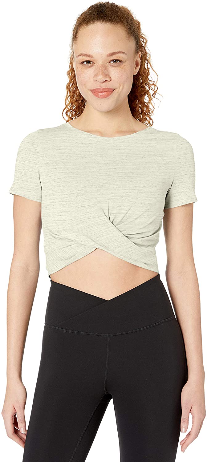 Core 10 Pima - Camiseta de yoga con nudo frontal de mezcla de algodón para mujer