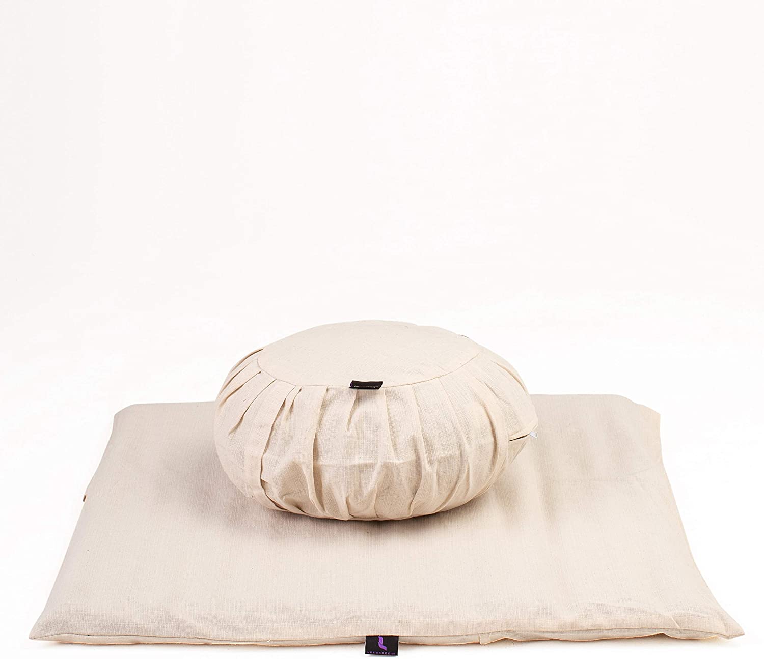 Leewadee - Juego de funda de cojín de meditación redonda extraíble y lavable, diseño de Zafu y alfombrilla cuadrada grande de Zabuton para asientos en el suelo, ecológico orgánico y natural,
