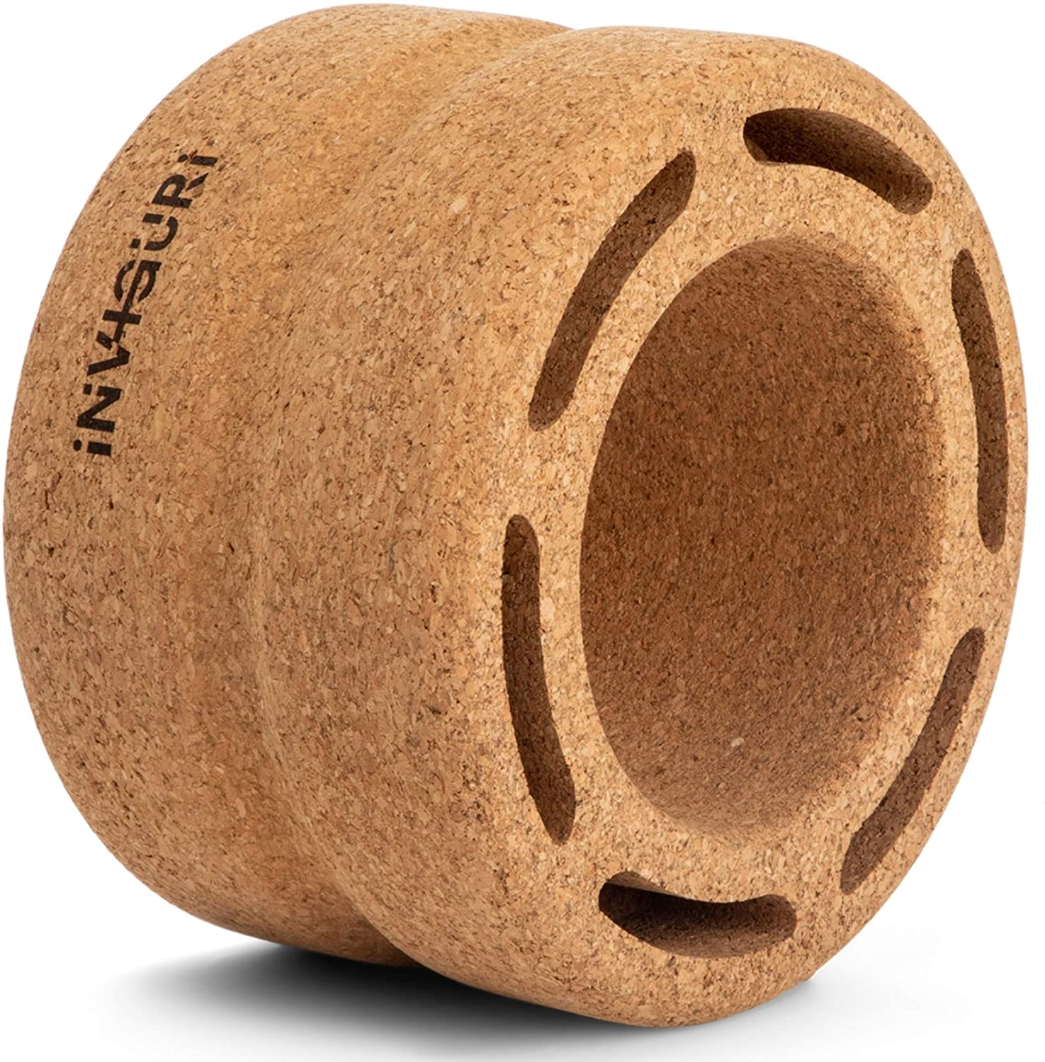 Ruedas de corcho sólido de inviguri, extra anchas, de diseño fuerte, rueda de yoga para aliviar el dolor de espalda, rueda de estiramiento de espalda con ranura para la columna vertebral, yoga y rodillo trasero, masaje moderado a profundo en diseño de 10.