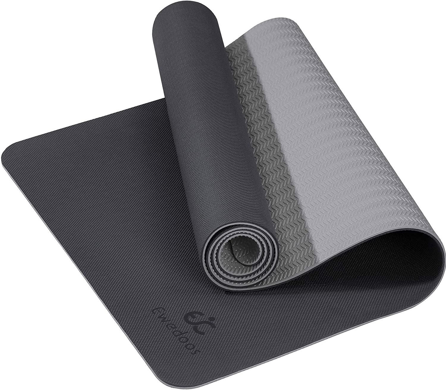 Ewedoos Esterilla de yoga antideslizante TPE Yoga Mat estera de ejercicio ecológico para yoga, pilates y ejercicio de piso, estera gruesa de fitness con correa de transporte incluida