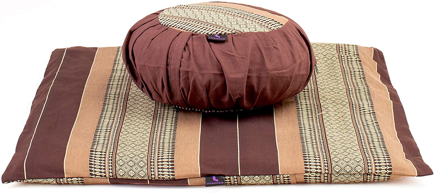 Leewadee - Juego de funda de cojín de meditación redonda extraíble y lavable, diseño de Zafu y alfombrilla cuadrada grande de Zabuton para asientos en el suelo, ecológico orgánico y natural,