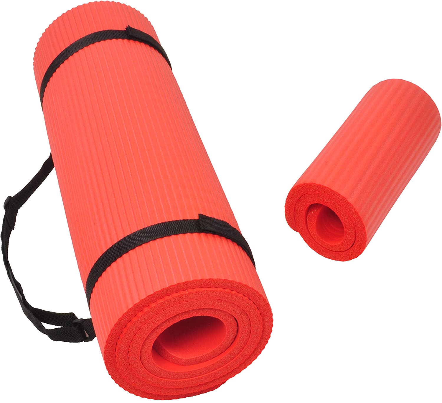 BalanceFrom, Colchoneta multiuso para practicar yoga y arrodillarse, 1/2 in de grosor, extragruesa, alta densidad, antirrotura con correa de transporte