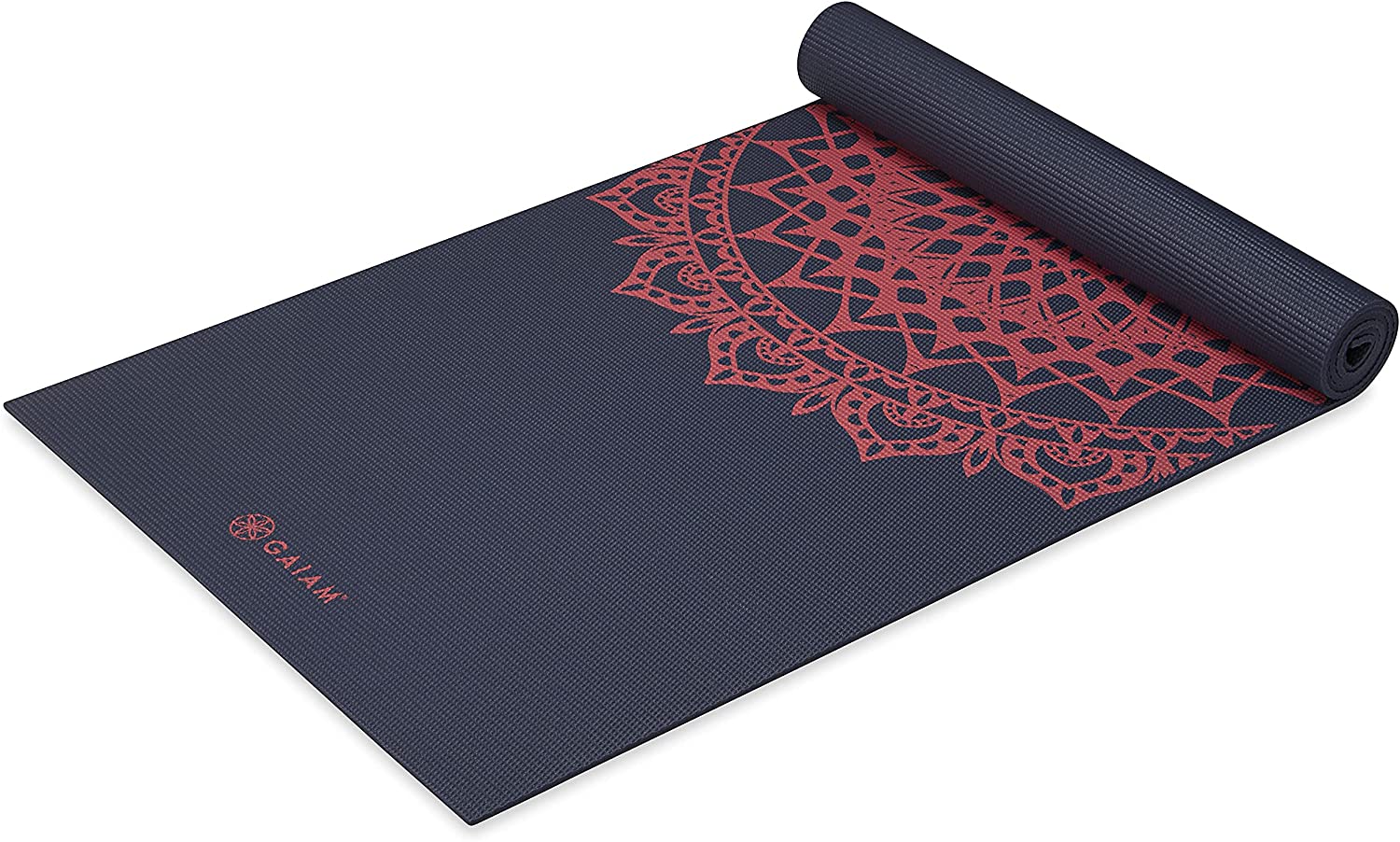 Gaiam - Tapete de yoga estampado y extragrueso de 6mm, de primera calidad, para todo tipo de yoga, pilates y ejercicios en el suelo (68 pulgadas de largo x 24 pulgadas de ancho x 6mm de grosor)