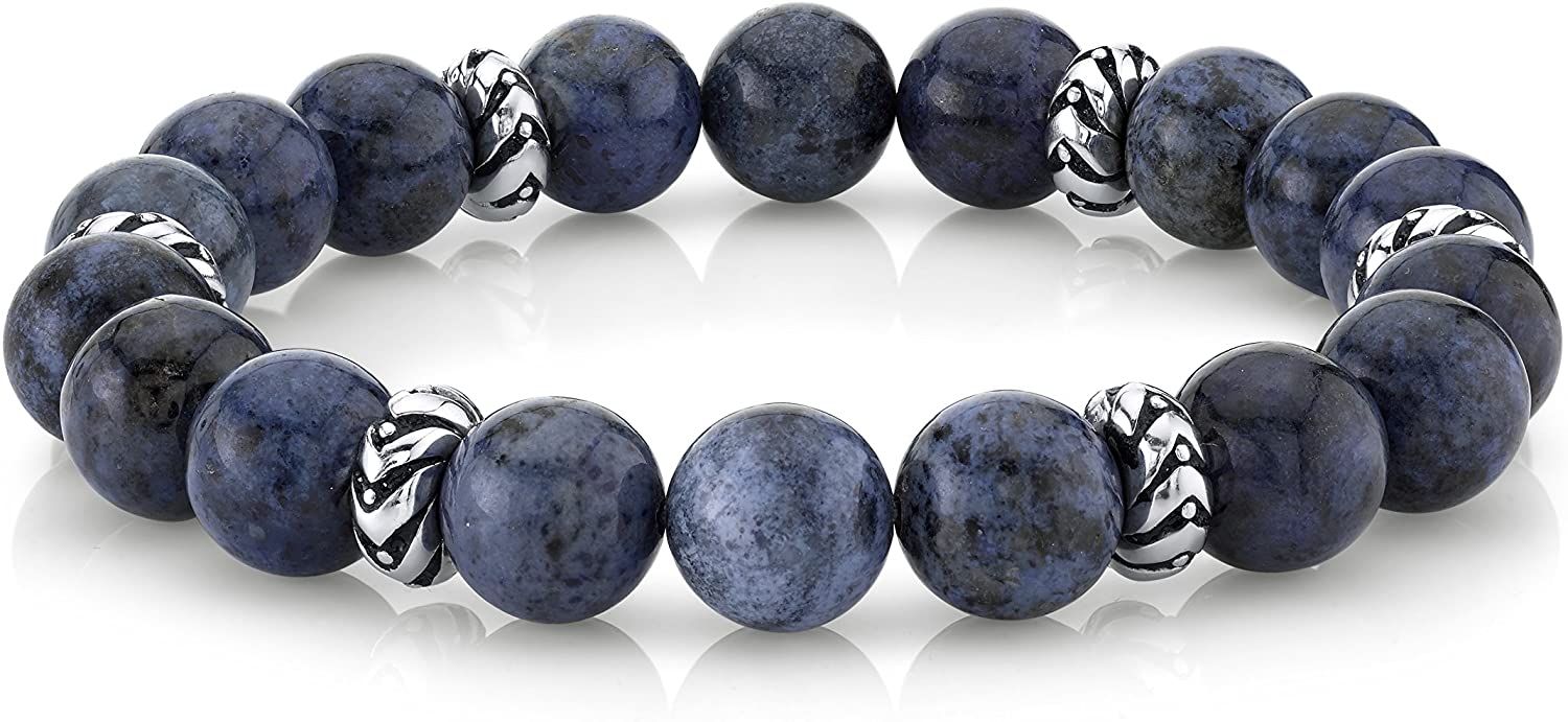 Spartan - Pulsera de cuentas para hombre con cuentas de plata de ley 925, ajustable, disponible en