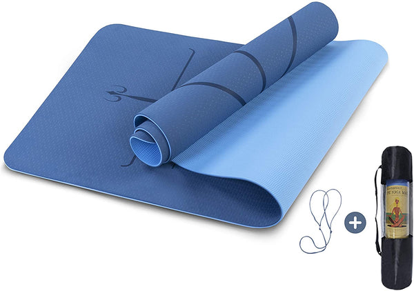  Funic - Esterilla de yoga (0.591 in, extra gruesa,  antideslizante, para todos los tipos de yoga, pilates y ejercicios de  suelo, para gimnasio en casa, esterillas de espuma para gimnasio), Azul