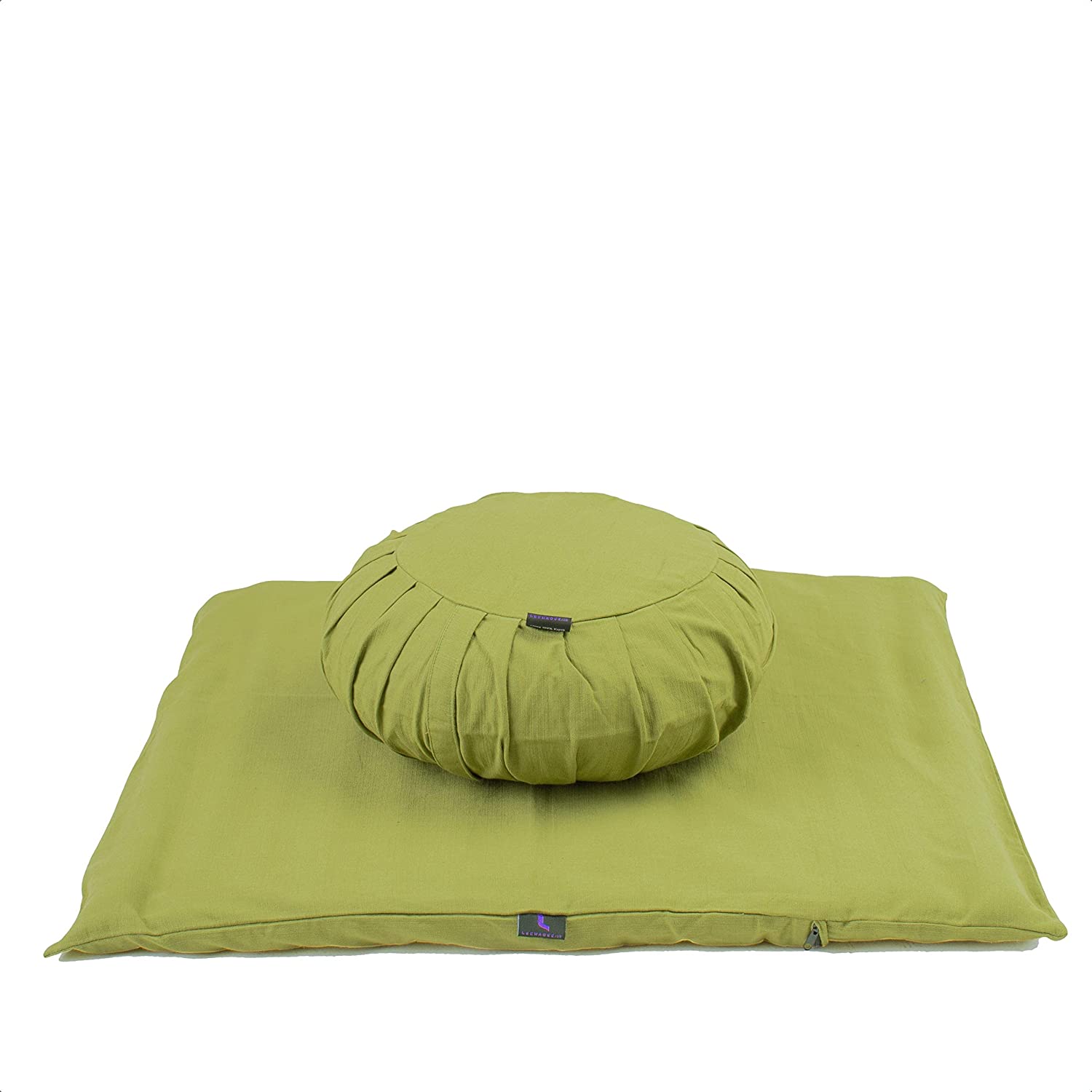 Leewadee - Juego de funda de cojín de meditación redonda extraíble y lavable, diseño de Zafu y alfombrilla cuadrada grande de Zabuton para asientos en el suelo, ecológico orgánico y natural,