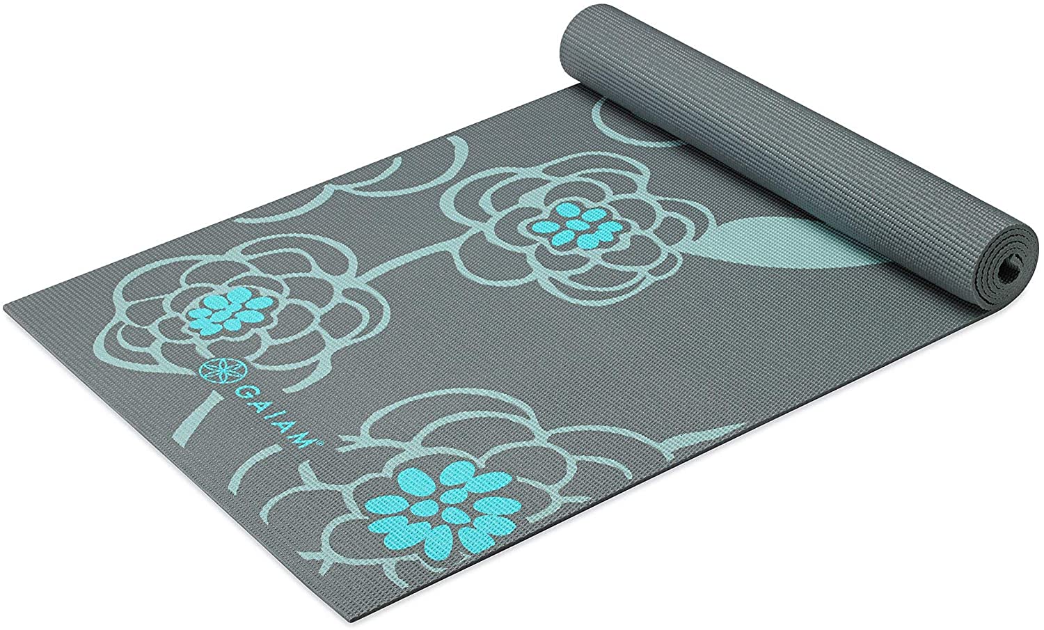 Gaiam - Tapete de yoga estampado y extragrueso de 6mm, de primera calidad, para todo tipo de yoga, pilates y ejercicios en el suelo (68 pulgadas de largo x 24 pulgadas de ancho x 6mm de grosor)