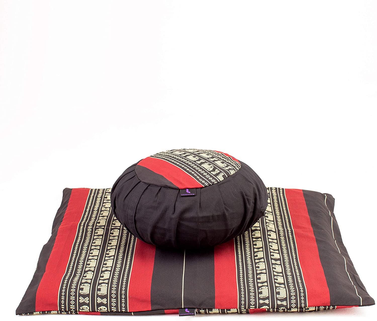 Leewadee - Juego de funda de cojín de meditación redonda extraíble y lavable, diseño de Zafu y alfombrilla cuadrada grande de Zabuton para asientos en el suelo, ecológico orgánico y natural,