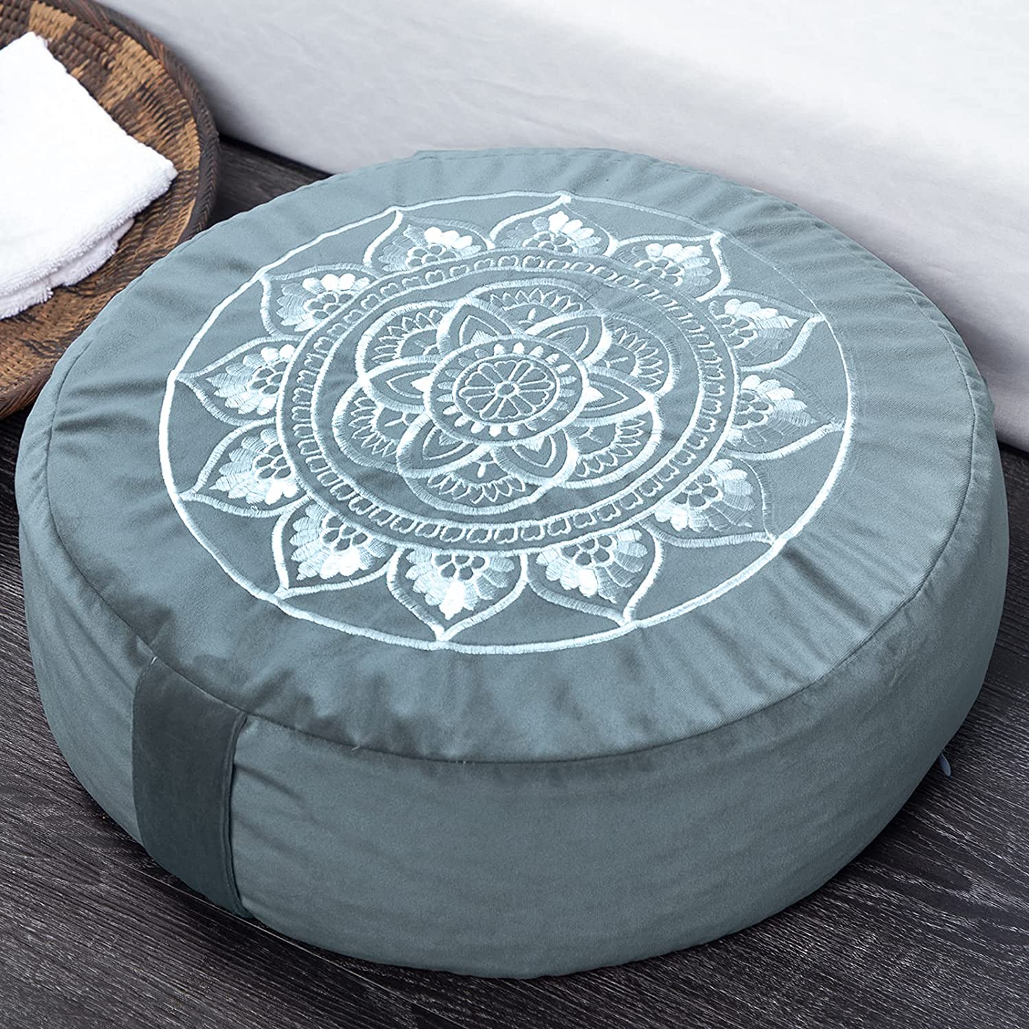 Florensi - Cojín de meditación (16.0 x 16.0 x 6.2 in), almohada de meditación de terciopelo grande para mujeres y hombres, cojín de yoga, almohadas de meditación para sentarse en el suelo, cojines de meditación de trigo sarraceno