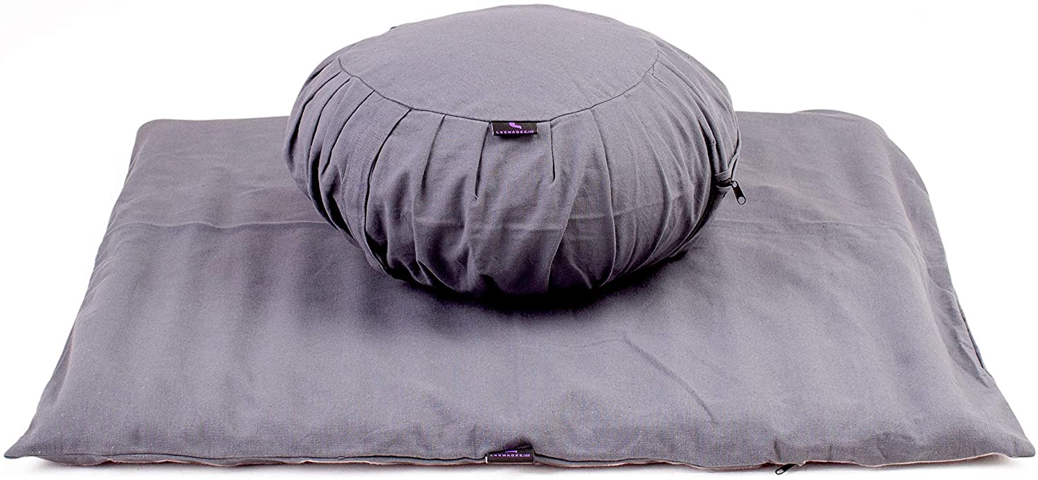 Leewadee - Juego de funda de cojín de meditación redonda extraíble y lavable, diseño de Zafu y alfombrilla cuadrada grande de Zabuton para asientos en el suelo, ecológico orgánico y natural,
