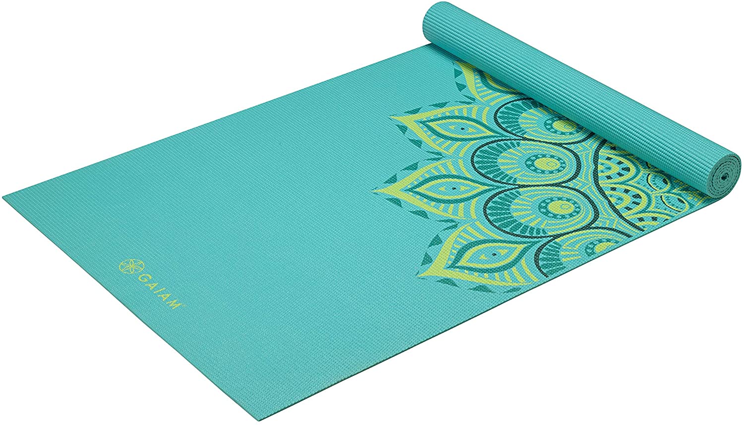Gaiam - Tapete de yoga estampado y extragrueso de 6mm, de primera calidad, para todo tipo de yoga, pilates y ejercicios en el suelo (68 pulgadas de largo x 24 pulgadas de ancho x 6mm de grosor)