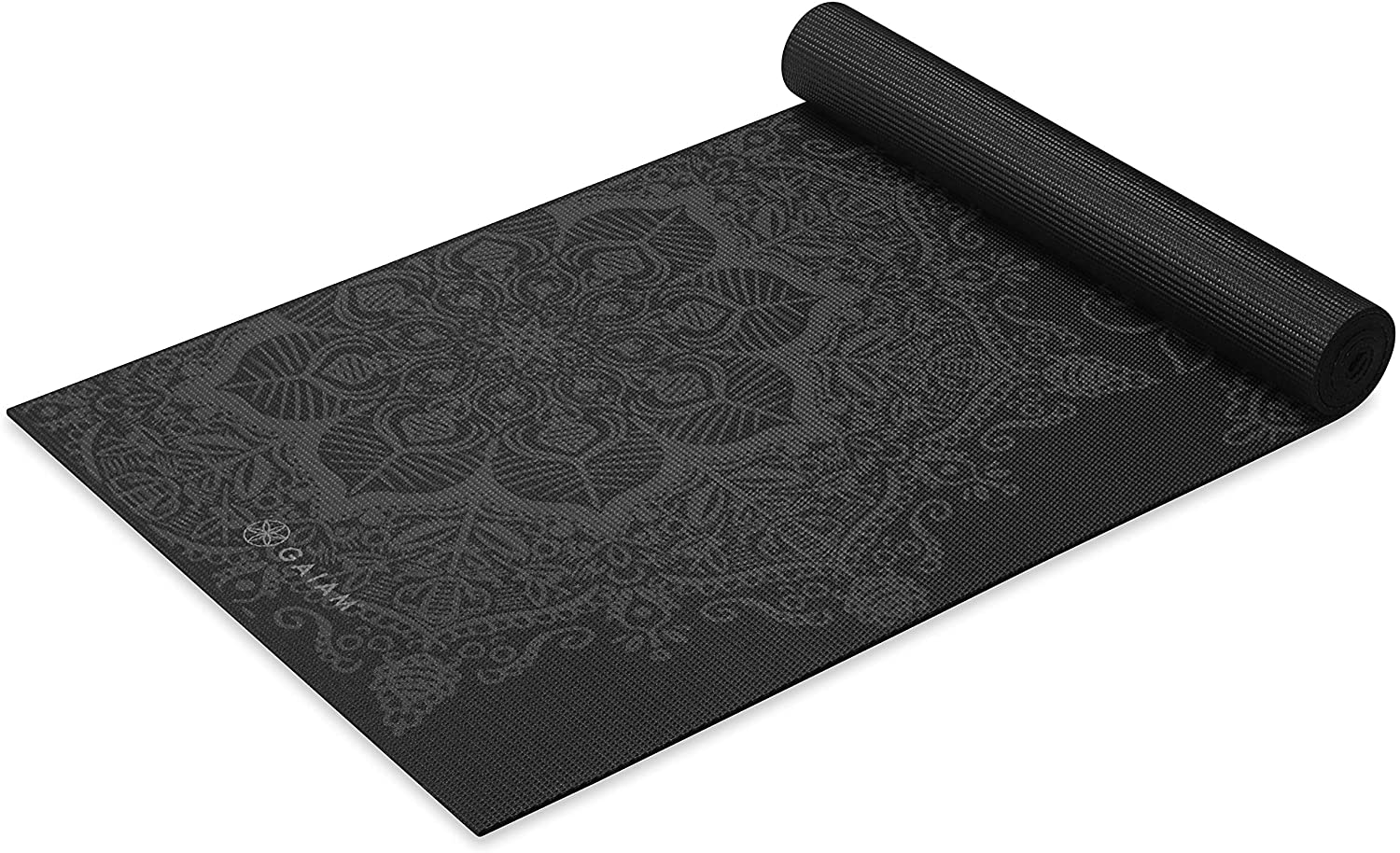 Gaiam - Tapete de yoga estampado y extragrueso de 6mm, de primera calidad, para todo tipo de yoga, pilates y ejercicios en el suelo (68 pulgadas de largo x 24 pulgadas de ancho x 6mm de grosor)