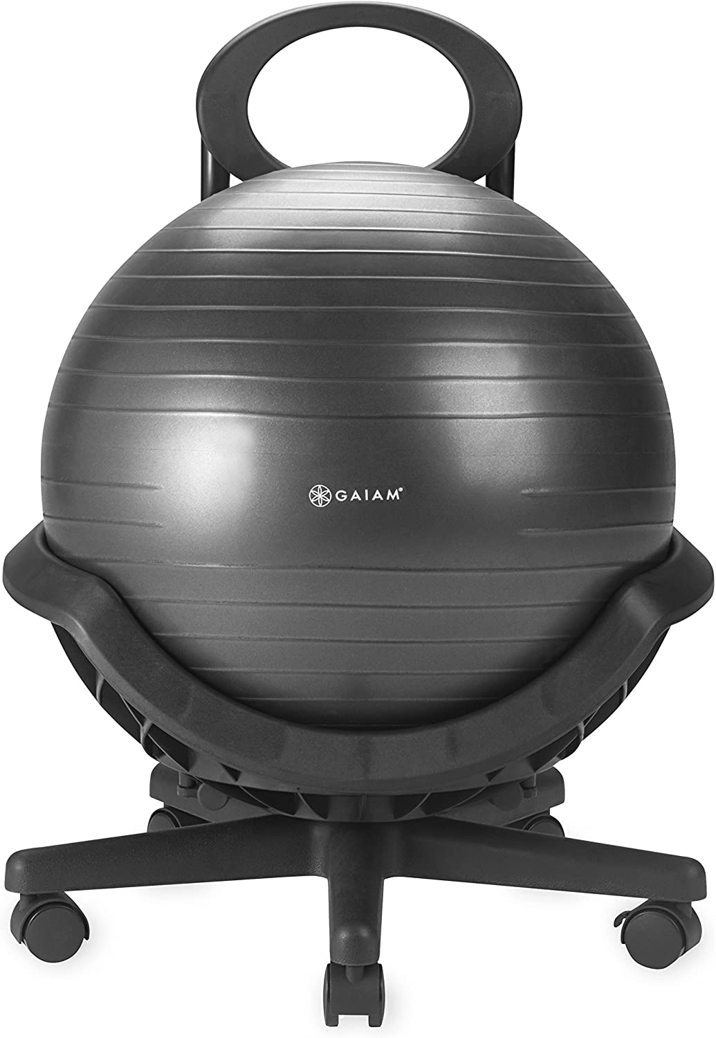 Gaiam Ultimate Balance Ball Chair – Premium ejercicio estabilidad Yoga Ball silla ergonómica para el hogar y el escritorio de oficina – 20.5 in bola anti-ráfaga, bomba de aire, guía de ejercicios