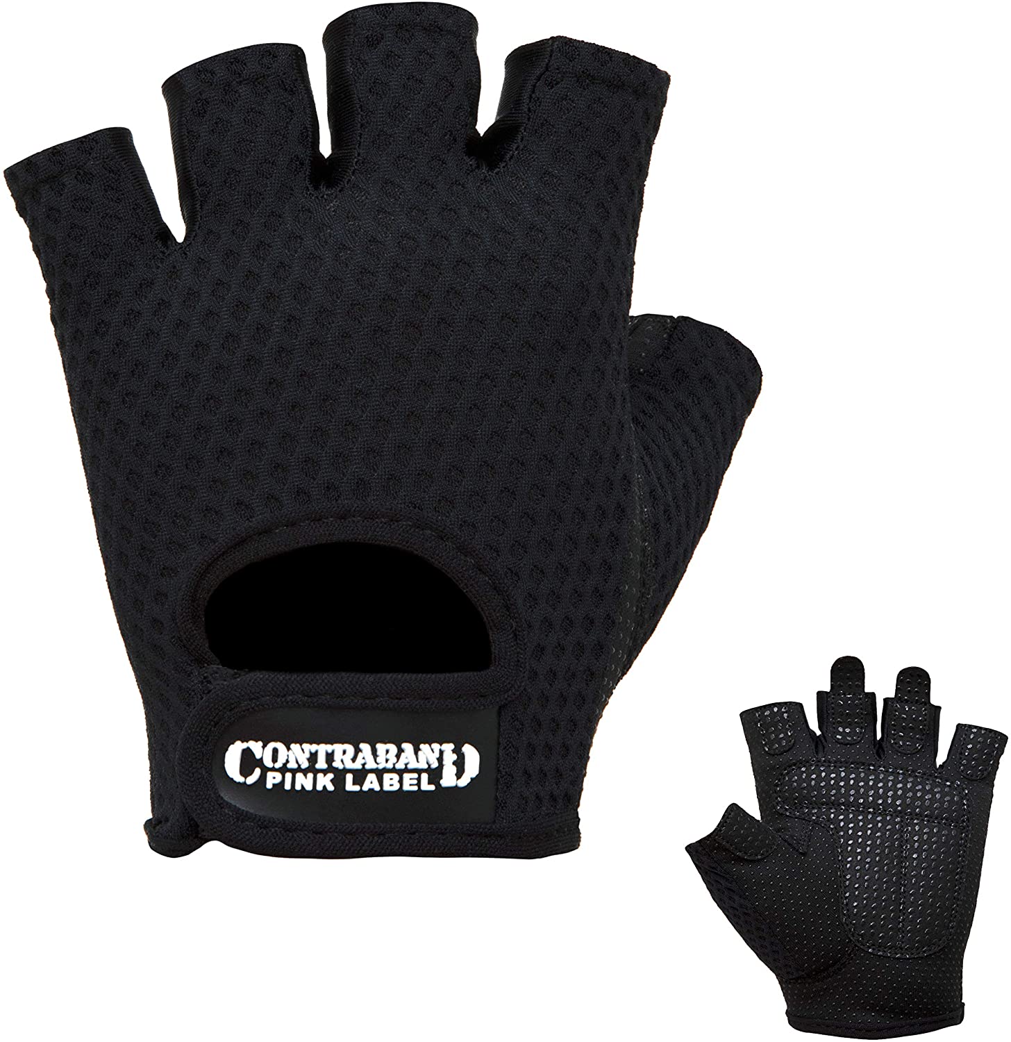 Contraband Pink Label 5307 - Guantes de elevación de malla de diamante para mujer (par) - Ligero vegano mediano acolchado microfibra Amara cuero con agarre de silicona