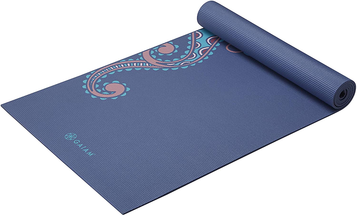 Gaiam - Tapete de yoga estampado y extragrueso de 6mm, de primera calidad, para todo tipo de yoga, pilates y ejercicios en el suelo (68 pulgadas de largo x 24 pulgadas de ancho x 6mm de grosor)