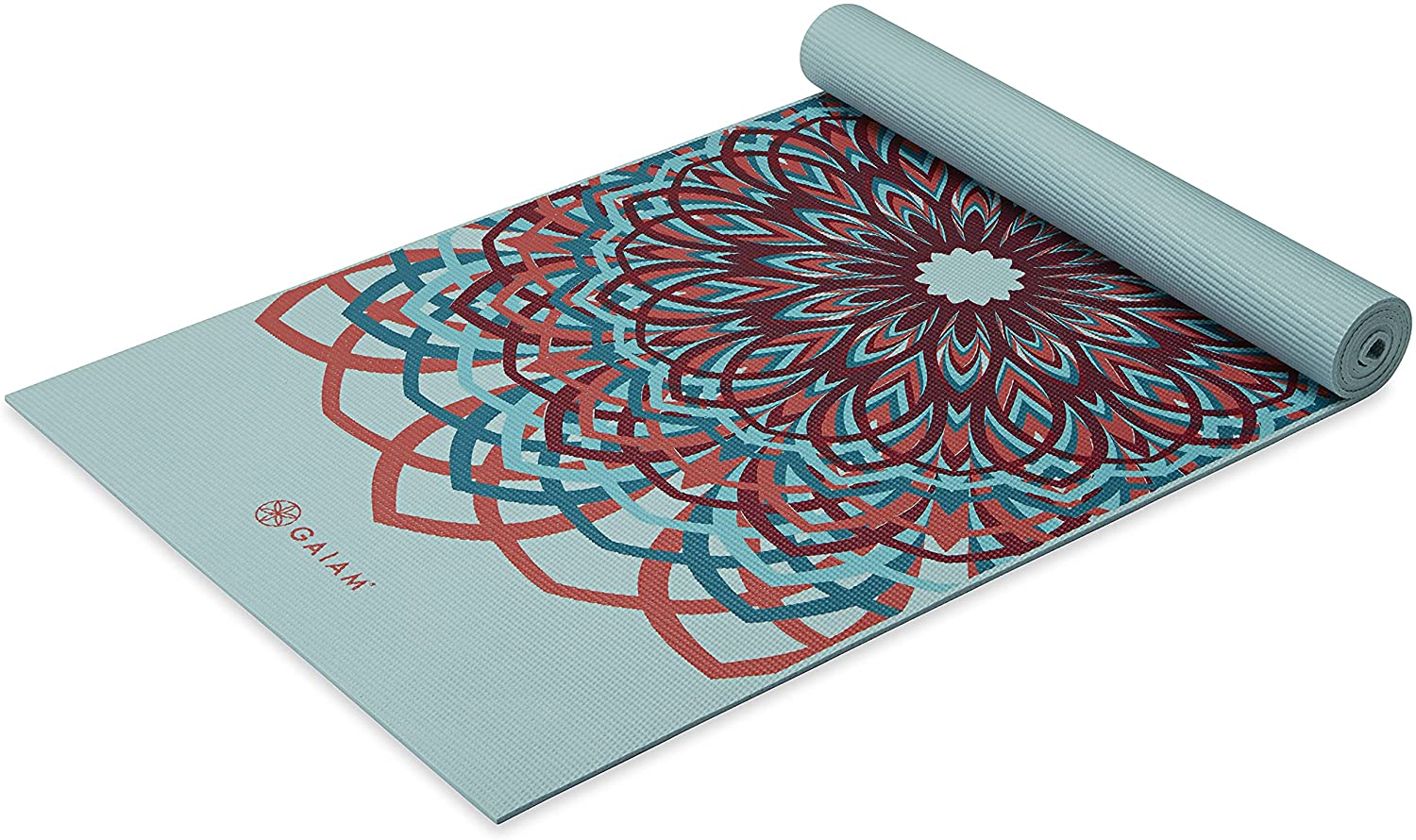 Gaiam - Tapete de yoga estampado y extragrueso de 6mm, de primera calidad, para todo tipo de yoga, pilates y ejercicios en el suelo (68 pulgadas de largo x 24 pulgadas de ancho x 6mm de grosor)