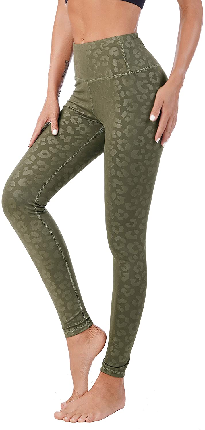 DOP DOVPOD Pantalones de yoga de talle alto con bolsillos patrón de entrenamiento deportivo running atlético Leggings