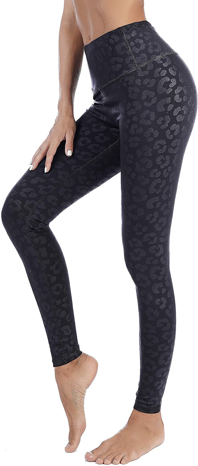 DOP DOVPOD Pantalones de yoga de talle alto con bolsillos patrón de entrenamiento deportivo running atlético Leggings