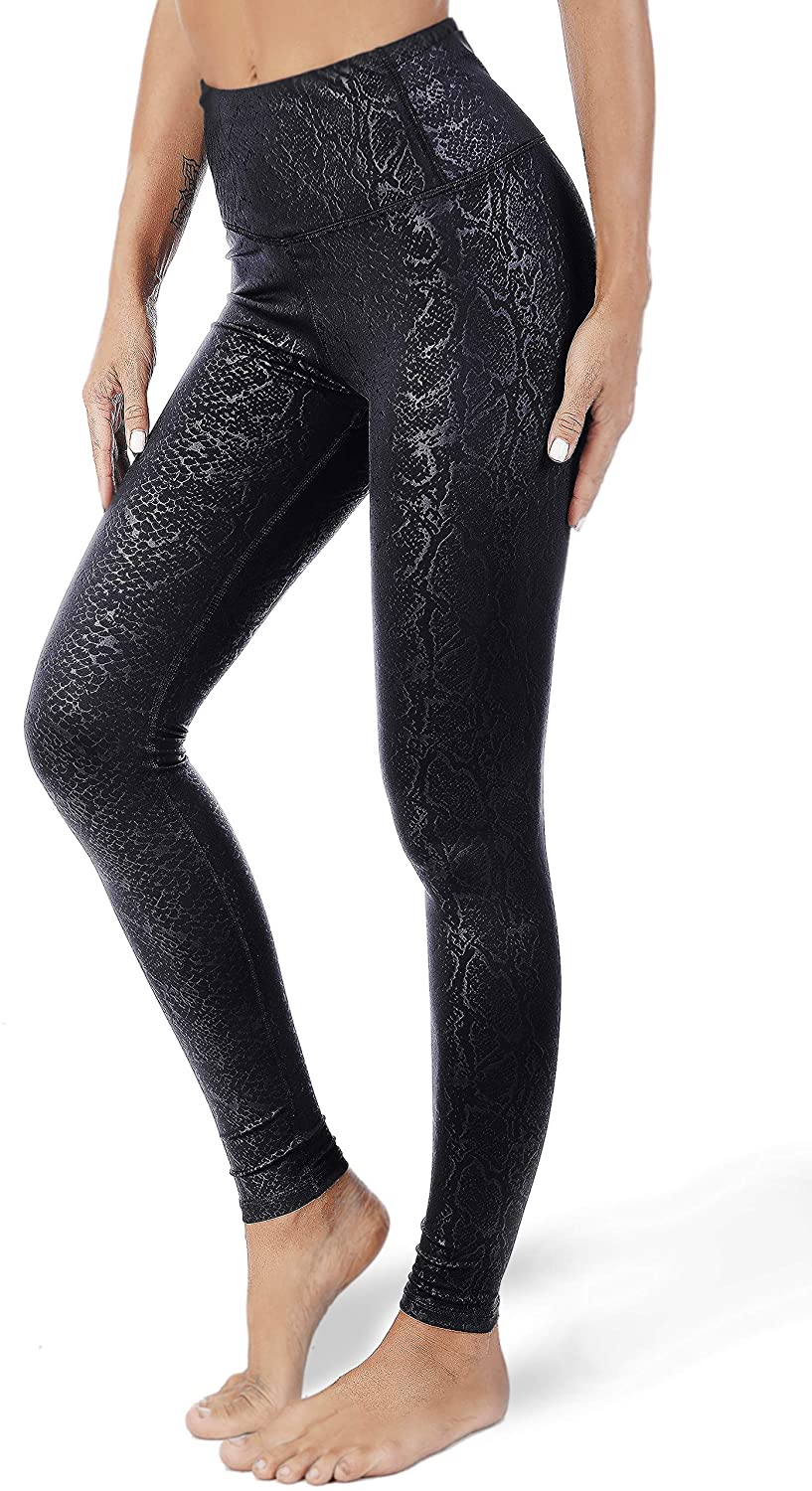 DOP DOVPOD Pantalones de yoga de talle alto con bolsillos patrón de entrenamiento deportivo running atlético Leggings