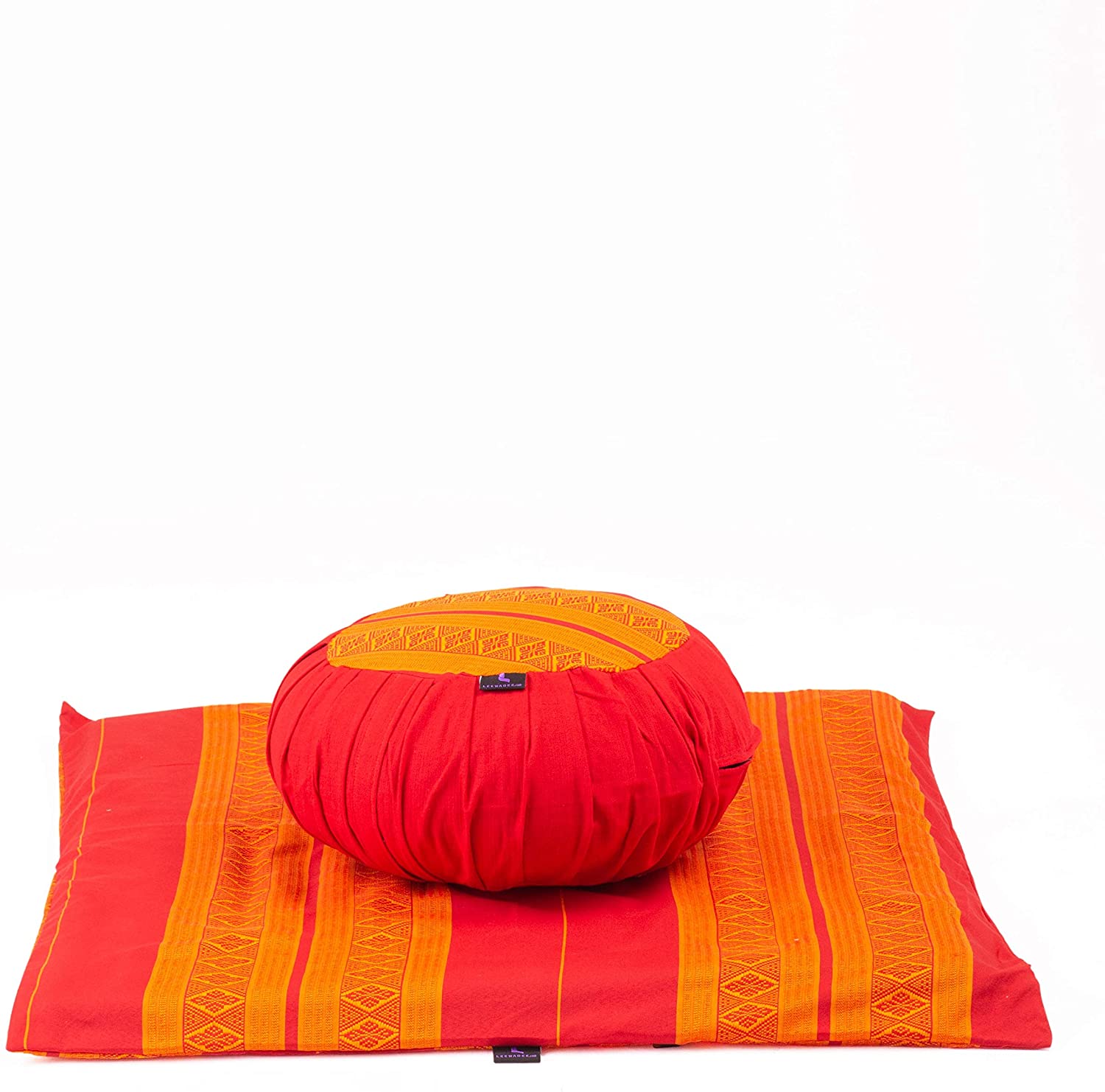 Leewadee - Juego de funda de cojín de meditación redonda extraíble y lavable, diseño de Zafu y alfombrilla cuadrada grande de Zabuton para asientos en el suelo, ecológico orgánico y natural,