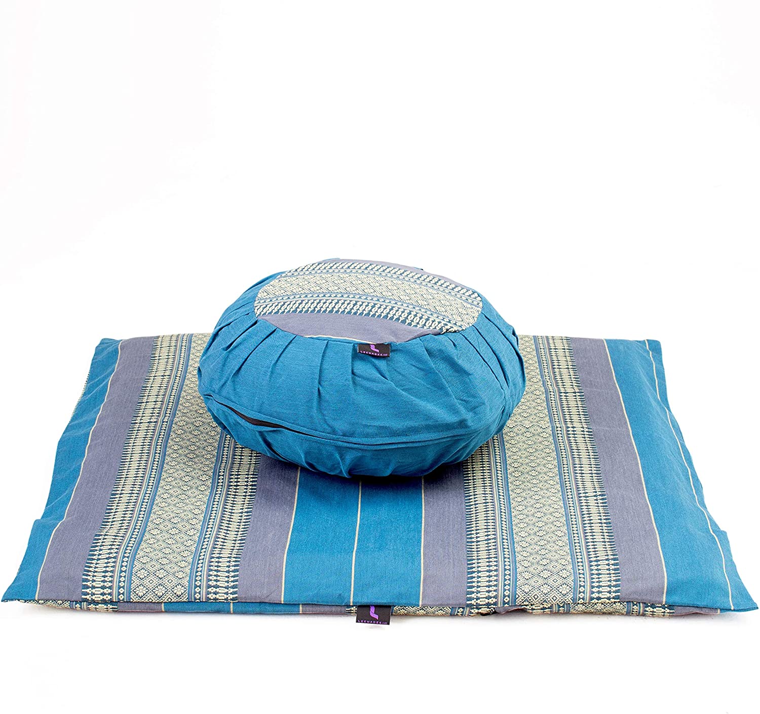 Leewadee - Juego de funda de cojín de meditación redonda extraíble y lavable, diseño de Zafu y alfombrilla cuadrada grande de Zabuton para asientos en el suelo, ecológico orgánico y natural,
