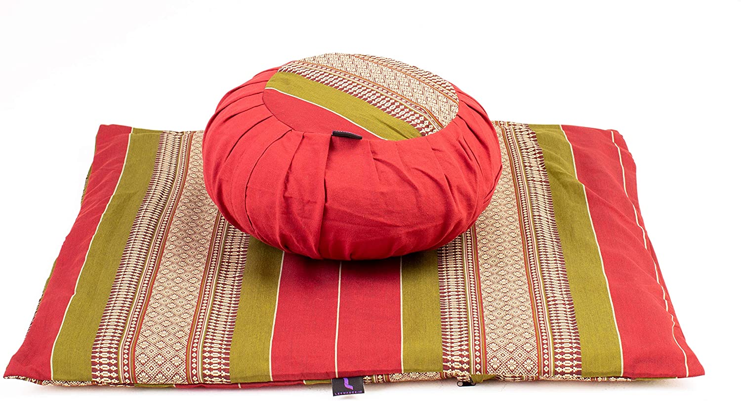 Leewadee - Juego de funda de cojín de meditación redonda extraíble y lavable, diseño de Zafu y alfombrilla cuadrada grande de Zabuton para asientos en el suelo, ecológico orgánico y natural,
