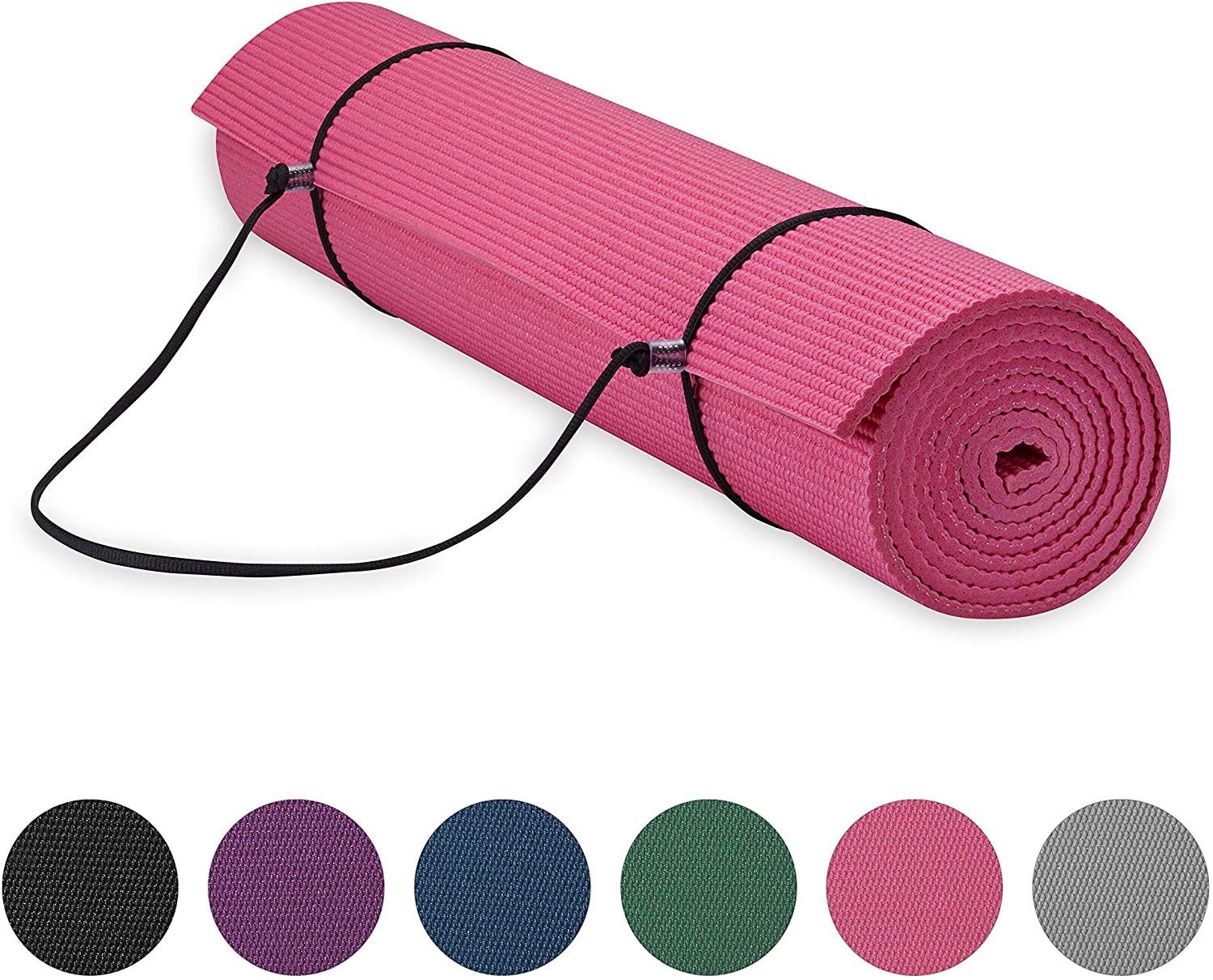Gaiam Essentials - Tapete de yoga con correa para transporte (72.0 pulgadas de largo x 24.0 pulgadas de ancho x 1/4 de pulgada de grosor).
