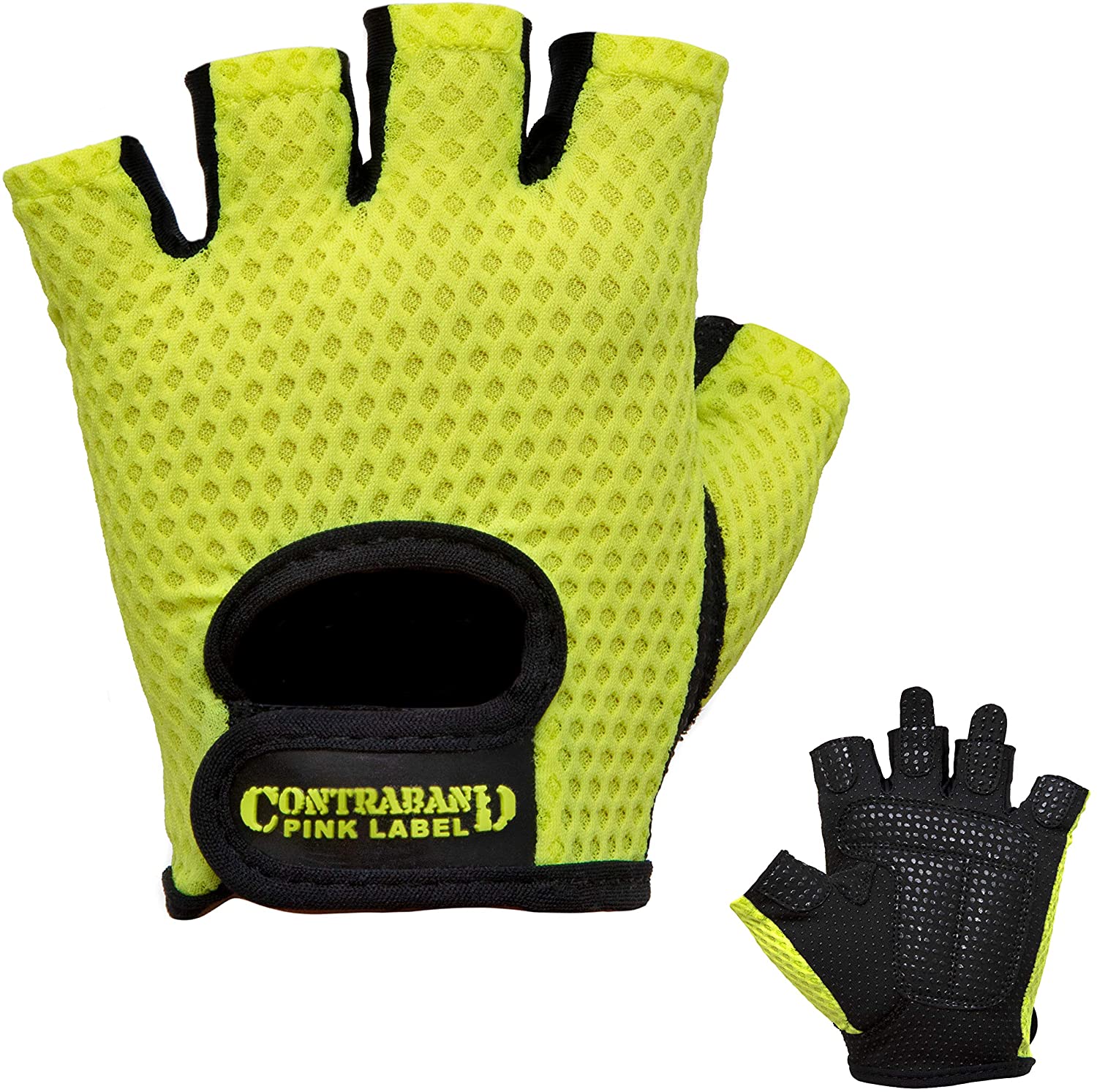 Contraband Pink Label 5307 - Guantes de elevación de malla de diamante para mujer (par) - Ligero vegano mediano acolchado microfibra Amara cuero con agarre de silicona