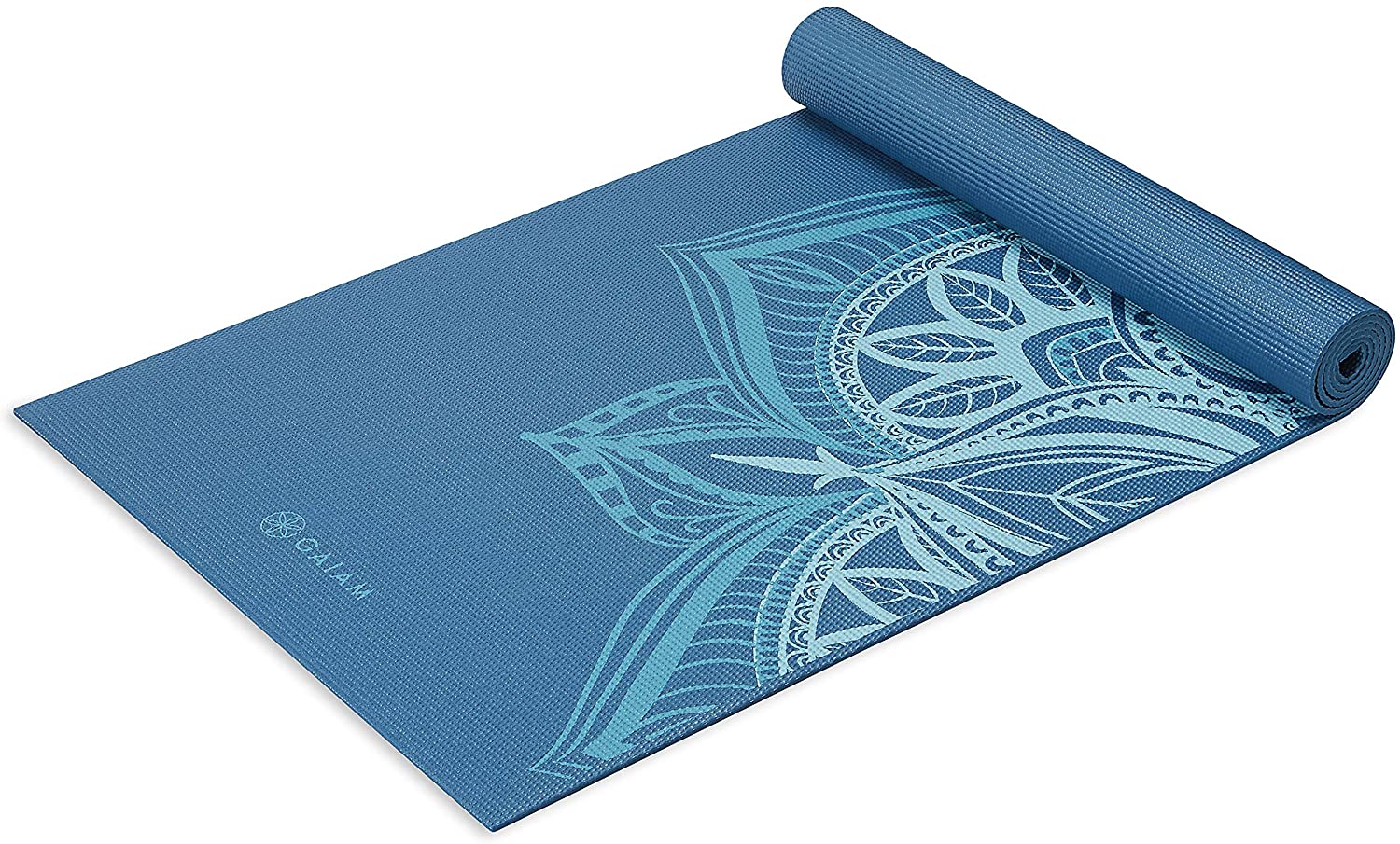 Gaiam - Tapete de yoga estampado y extragrueso de 6mm, de primera calidad, para todo tipo de yoga, pilates y ejercicios en el suelo (68 pulgadas de largo x 24 pulgadas de ancho x 6mm de grosor)