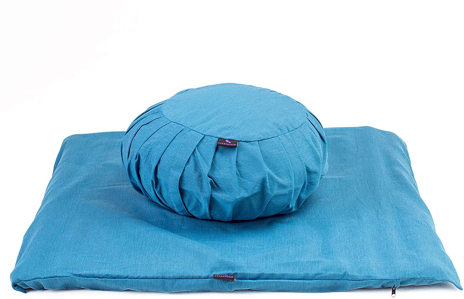 Leewadee - Juego de funda de cojín de meditación redonda extraíble y lavable, diseño de Zafu y alfombrilla cuadrada grande de Zabuton para asientos en el suelo, ecológico orgánico y natural,