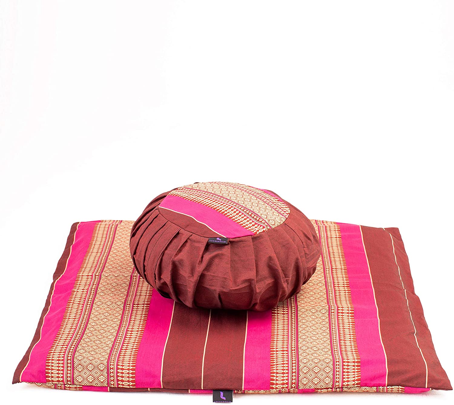 Leewadee - Juego de funda de cojín de meditación redonda extraíble y lavable, diseño de Zafu y alfombrilla cuadrada grande de Zabuton para asientos en el suelo, ecológico orgánico y natural,