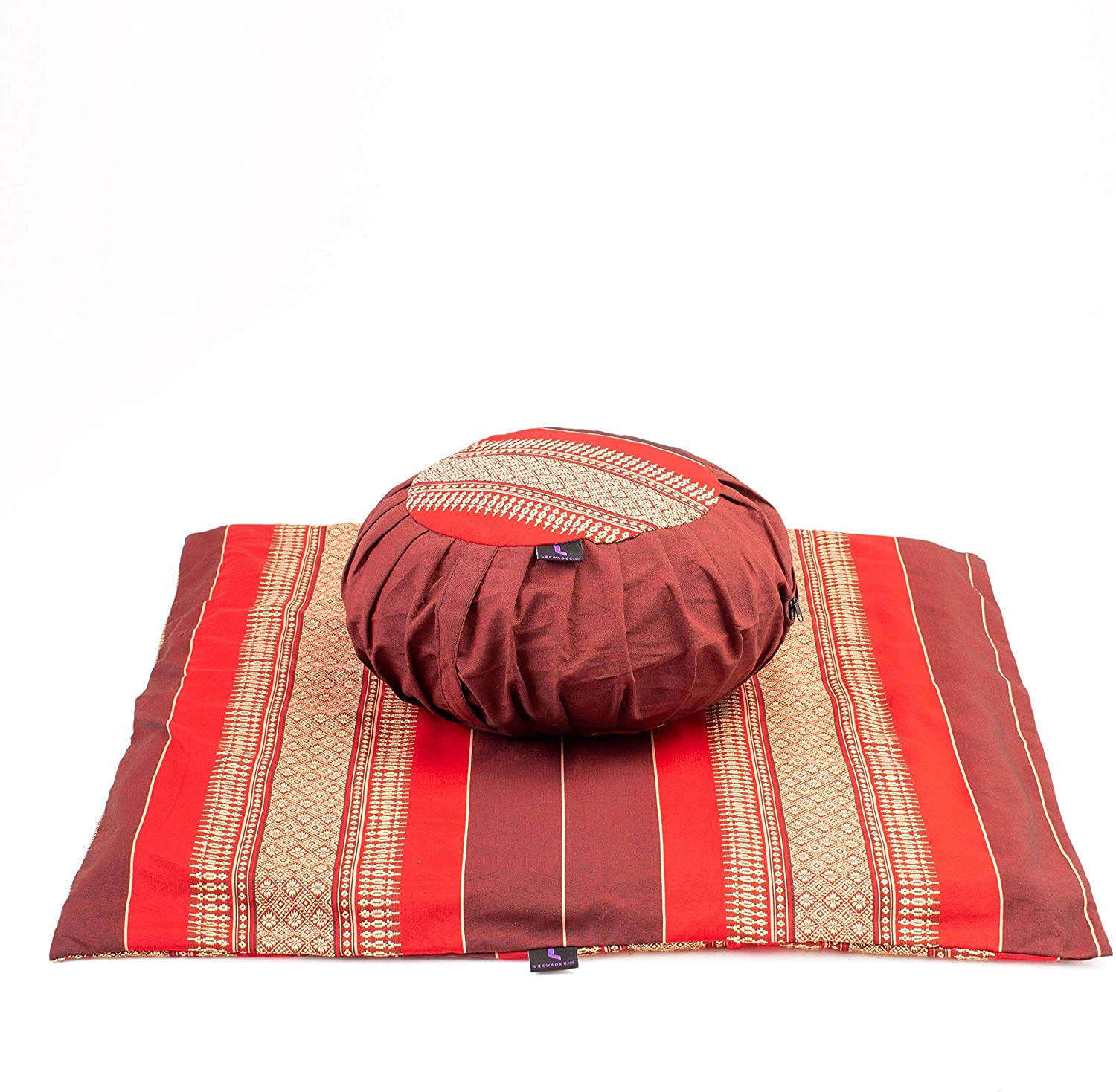 Leewadee - Juego de funda de cojín de meditación redonda extraíble y lavable, diseño de Zafu y alfombrilla cuadrada grande de Zabuton para asientos en el suelo, ecológico orgánico y natural,