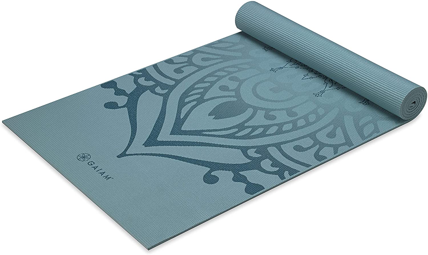 Gaiam - Tapete de yoga estampado y extragrueso de 6mm, de primera calidad, para todo tipo de yoga, pilates y ejercicios en el suelo (68 pulgadas de largo x 24 pulgadas de ancho x 6mm de grosor)