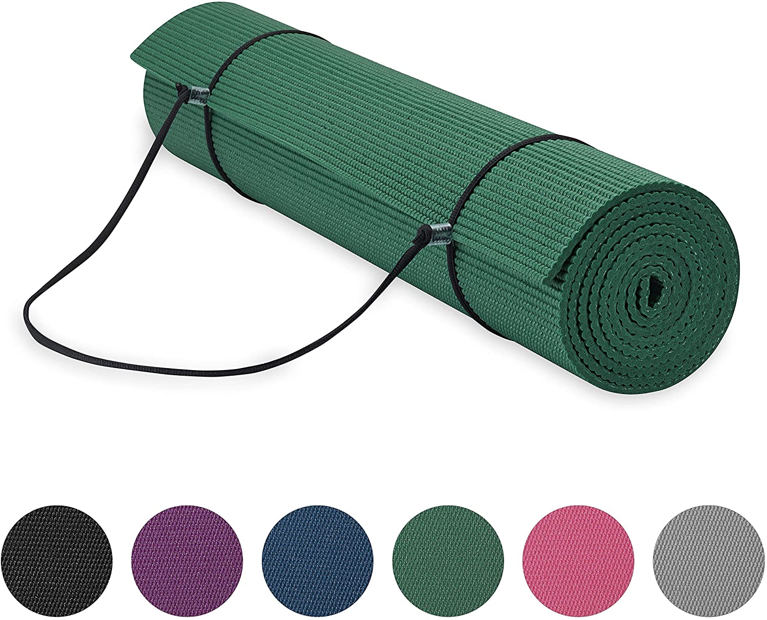 Gaiam Essentials - Tapete de yoga con correa para transporte (72.0 pulgadas de largo x 24.0 pulgadas de ancho x 1/4 de pulgada de grosor).
