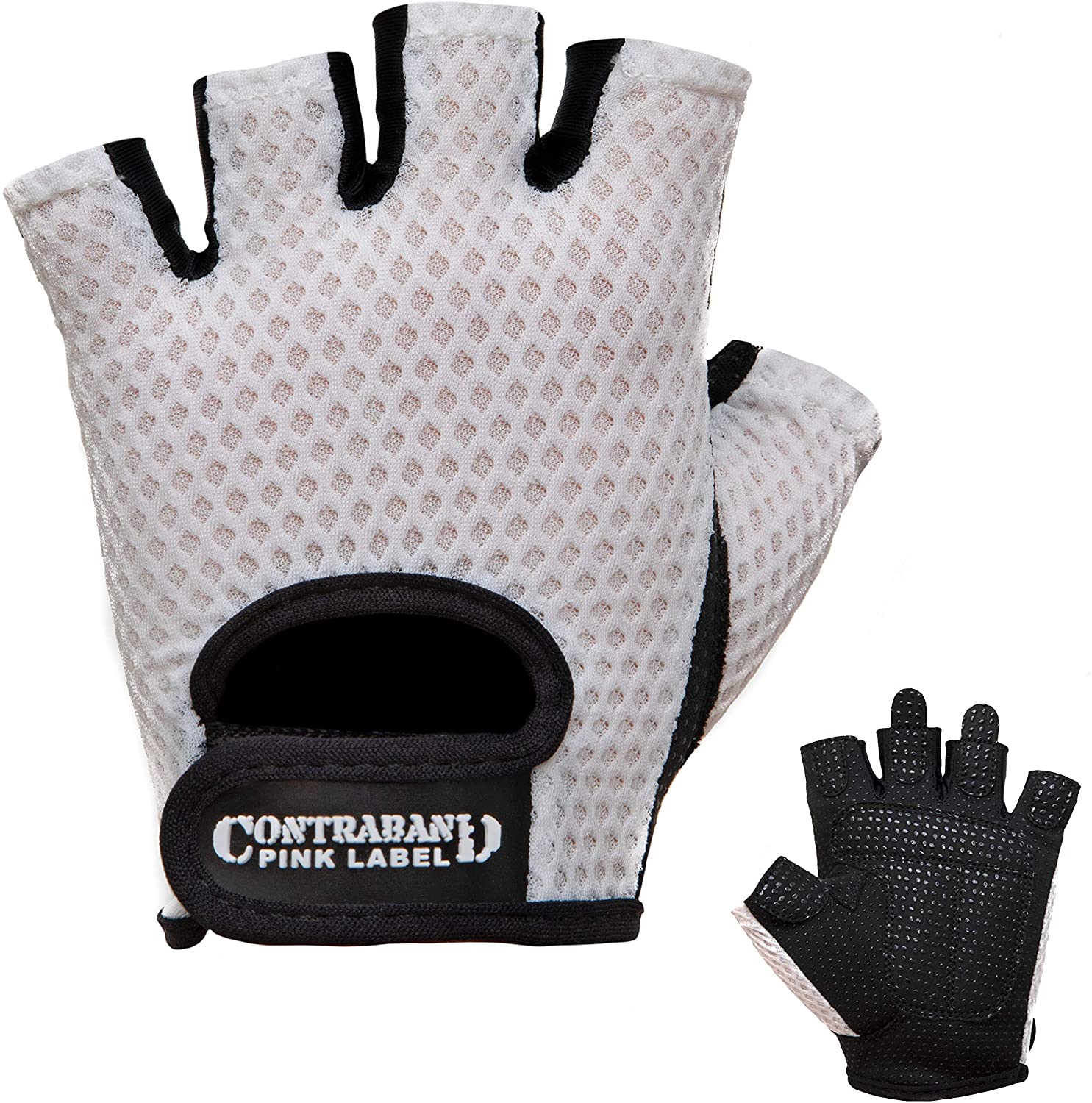 Contraband Pink Label 5307 - Guantes de elevación de malla de diamante para mujer (par) - Ligero vegano mediano acolchado microfibra Amara cuero con agarre de silicona