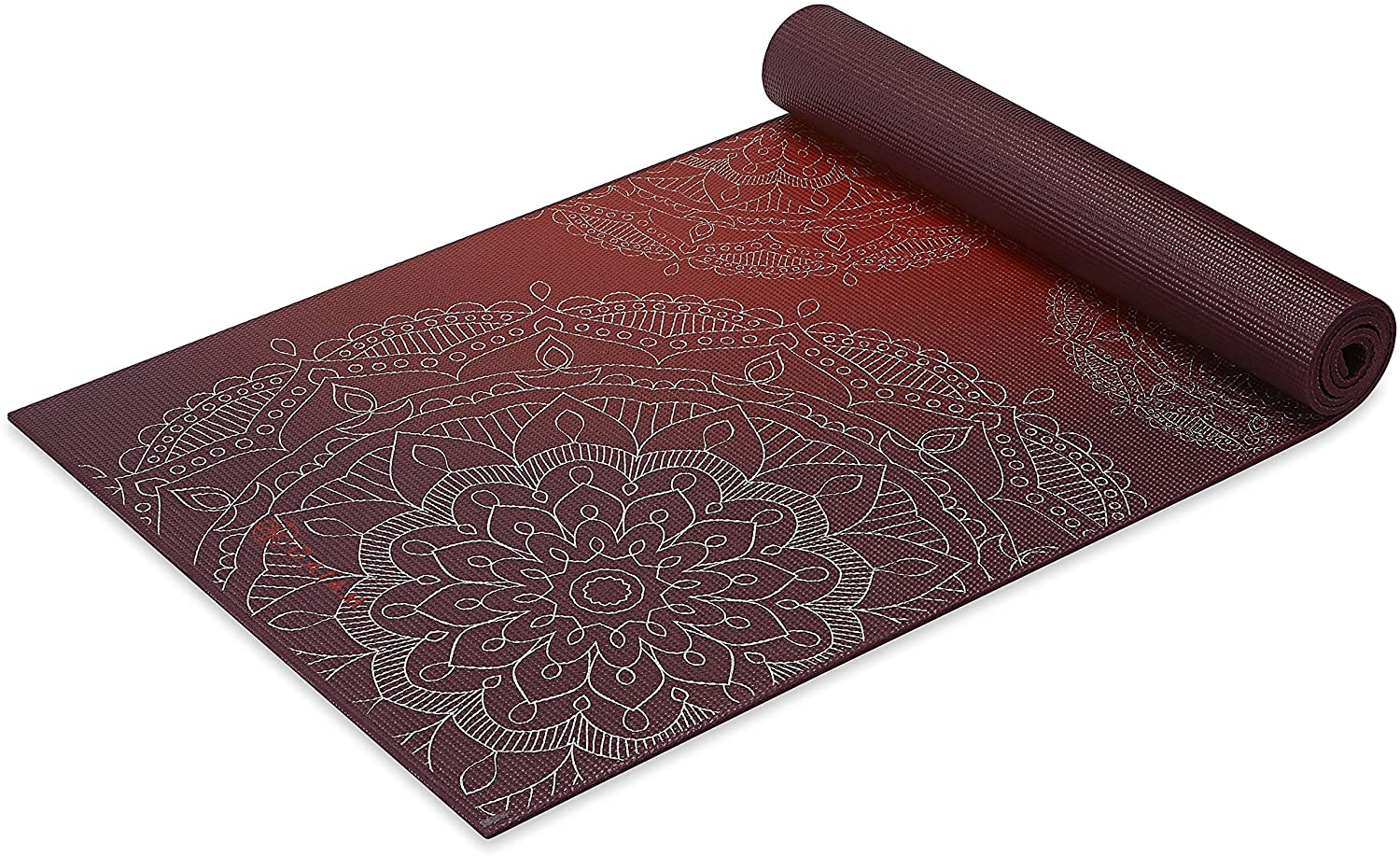 Gaiam - Tapete de yoga estampado y extragrueso de 6mm, de primera calidad, para todo tipo de yoga, pilates y ejercicios en el suelo (68 pulgadas de largo x 24 pulgadas de ancho x 6mm de grosor)